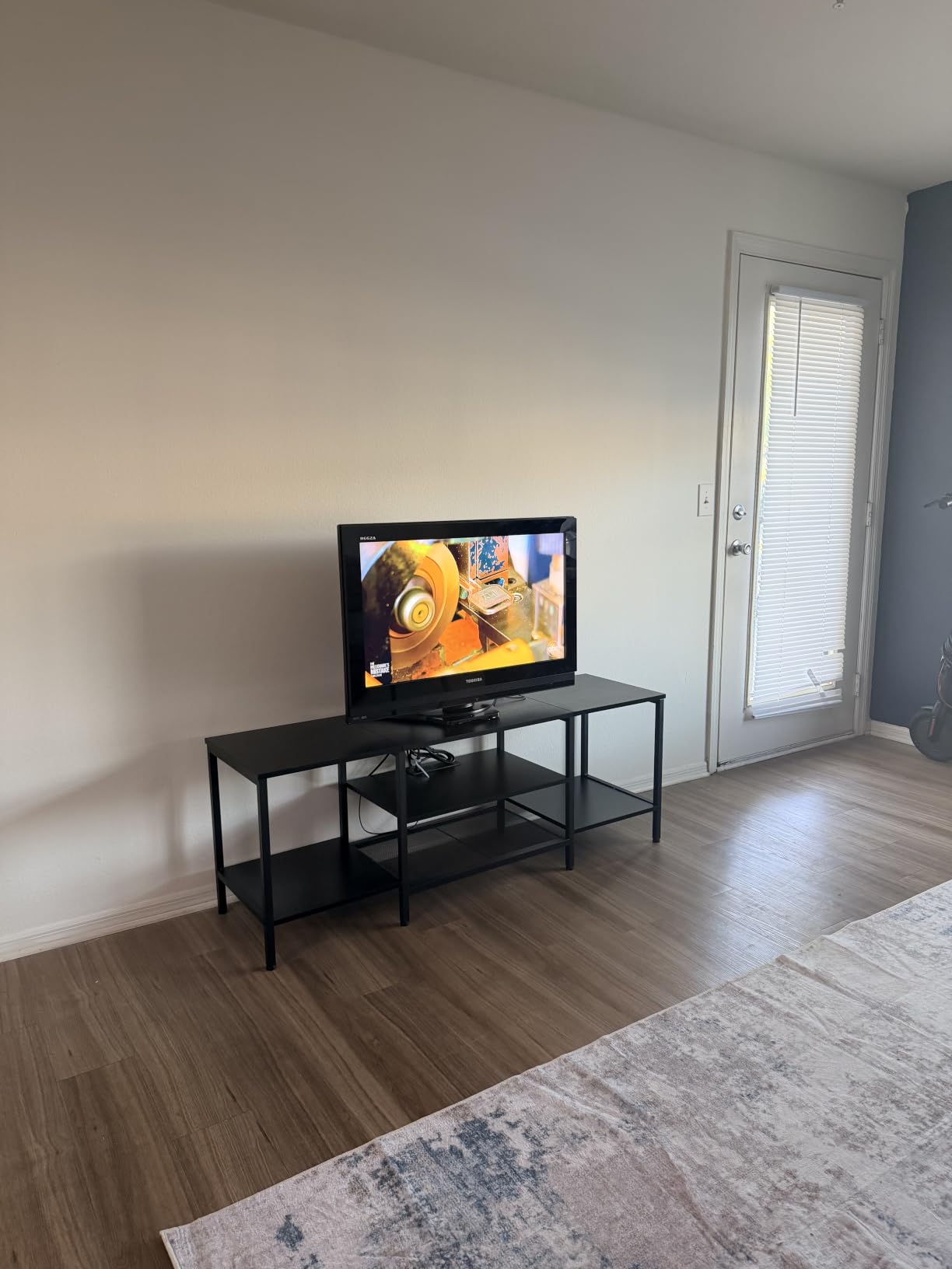 HOOBRO TV Stand with Power Outlets to 75 Inches, TV Console Table with Open Storage Shelves Cabinet, Industrial Media Entertainment Center for Living Room Bedroom, Rustic Brown and Black BF60DS01 customer photo 2