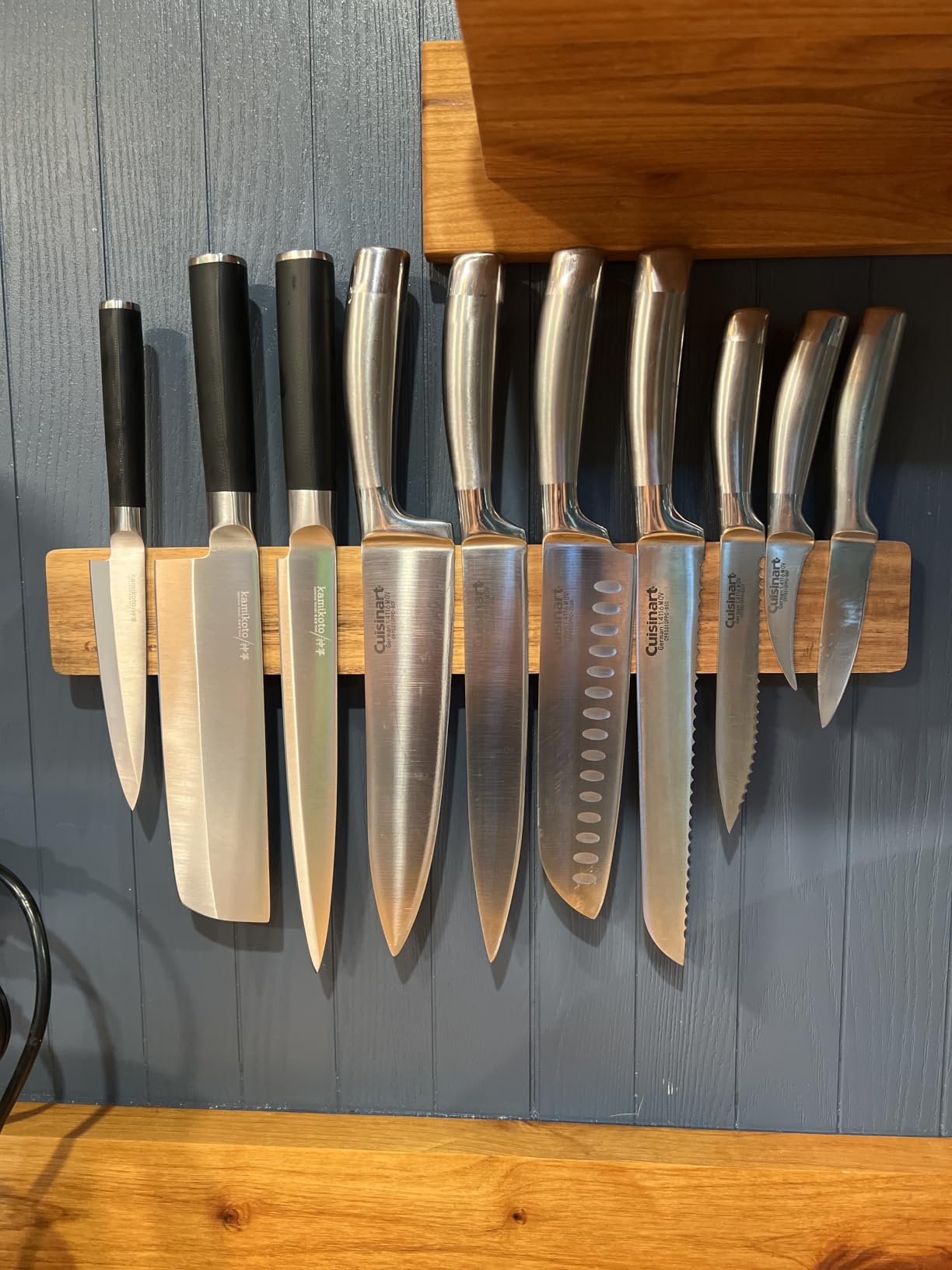 Gourmetop Magnetic Knife Holder for Wall 16”, Acacia Wood, No Drill Fridge customer photo 1