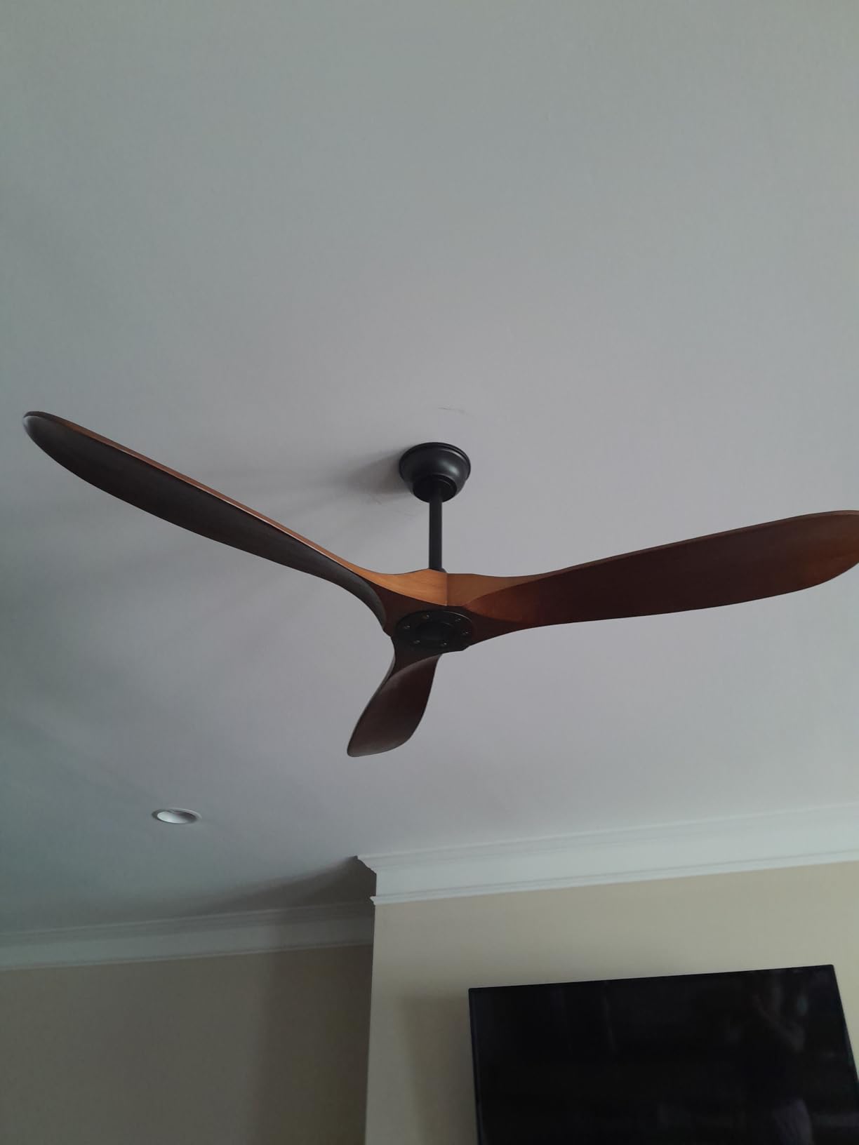 72 Inch Ceiling Fan No Light ，Wood Outdoor Ceiling Fans for Patios Living Room Garage Gazebo Mid Century Modern Exterior Extra Large Waterproof Ceiling Fan Without Light with Downrod (Walnut) customer photo 1