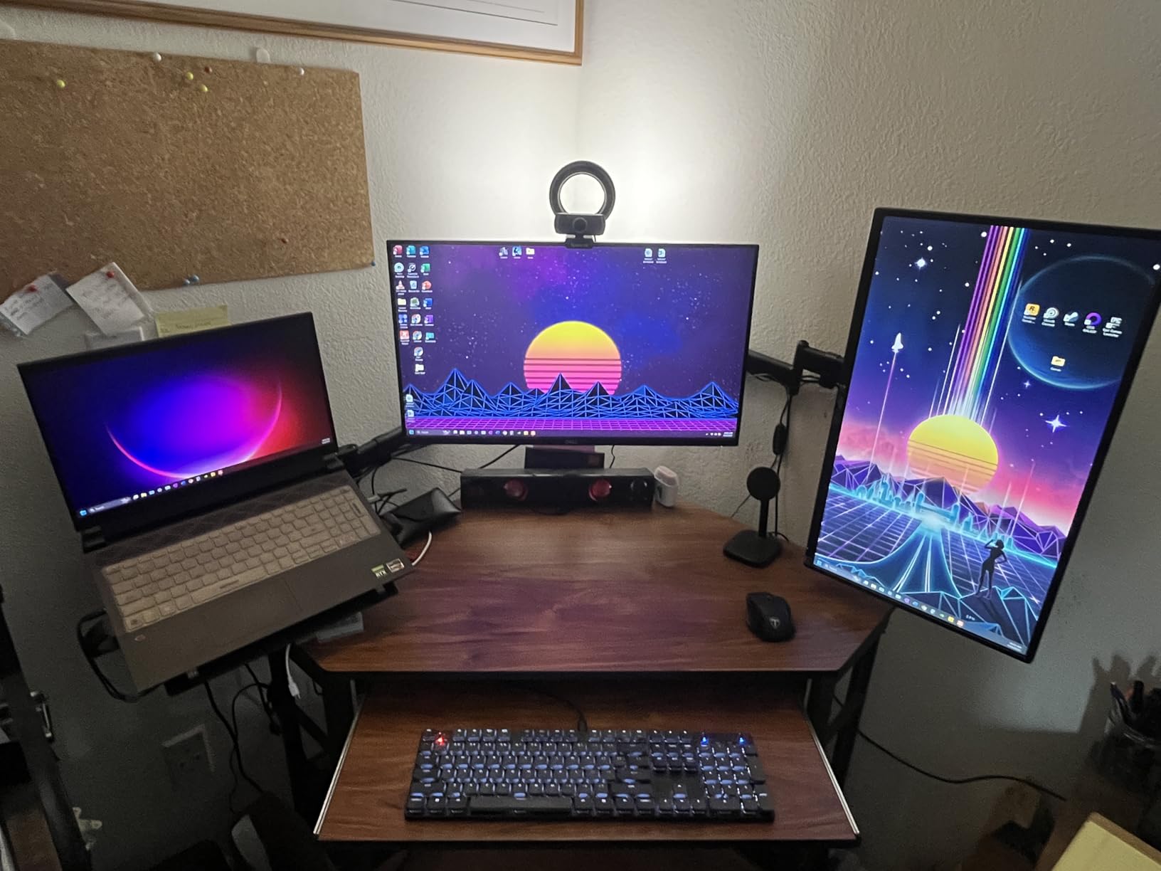 VIVO Dual Monitor + Laptop Mount for 13 to 27 inch Screens and 10 to 15.6 inch Laptops, Triple Screen Viewing, Articulating Arms, Black, STAND-V013L customer photo 1