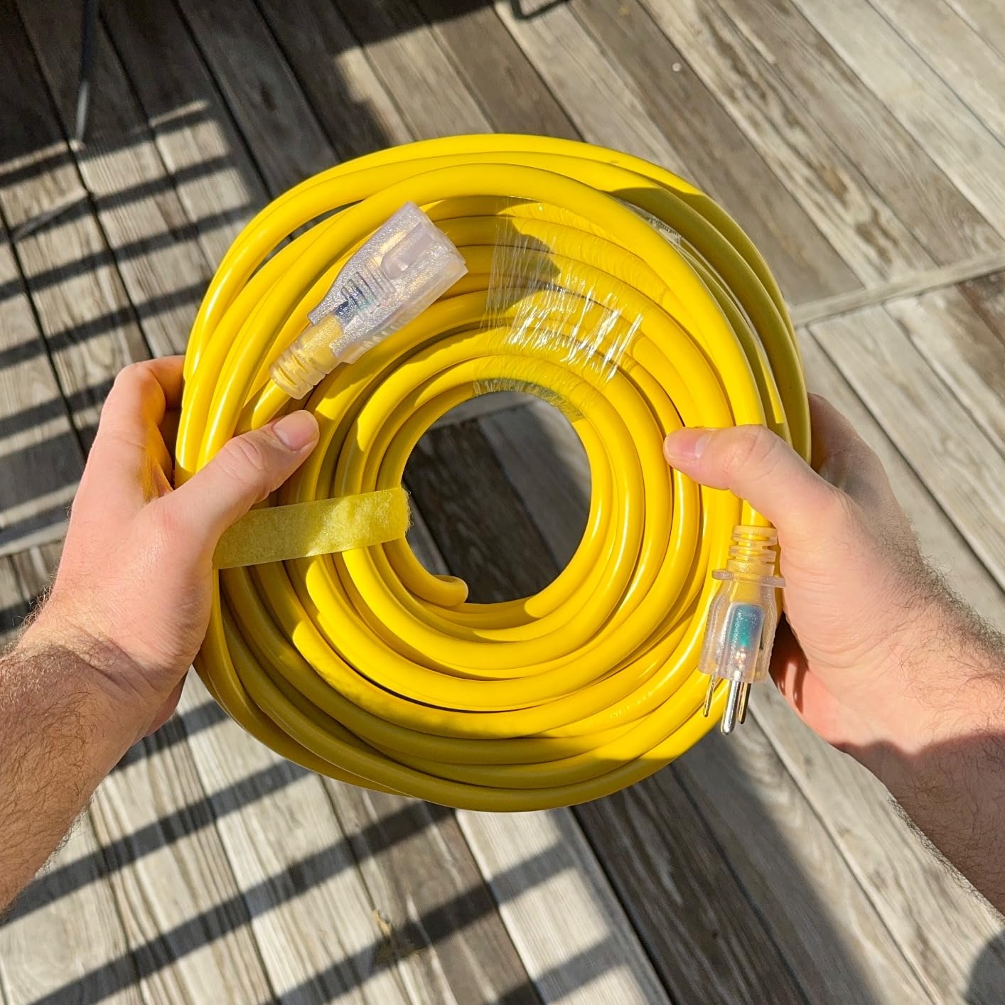 POWGRN 100 FT 12/3 Outdoor Extension Cord Waterproof, Heavy Duty Power Cord | 100FT Heavy Duty Flexible Cold-Resistant Long Power Cord Outside, 15Amp 1875W SJTW Yellow ETL Listed customer photo 1