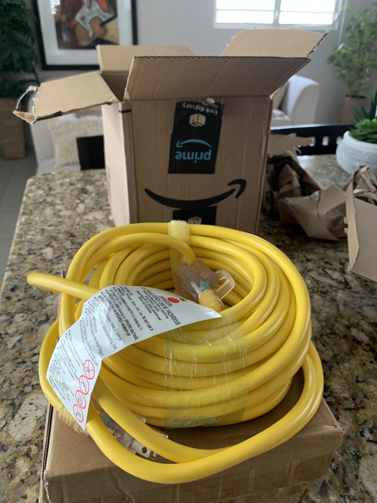 POWGRN 50 ft 12/3 Outdoor Extension Cord Waterproof Heavy Duty with Lighted Indicator End 12 Gauge 3 Prong, Flexible Cold-Resistant Long Power Cord Outside, 15Amp 1875W SJTW Yellow ETL Listed customer photo 2