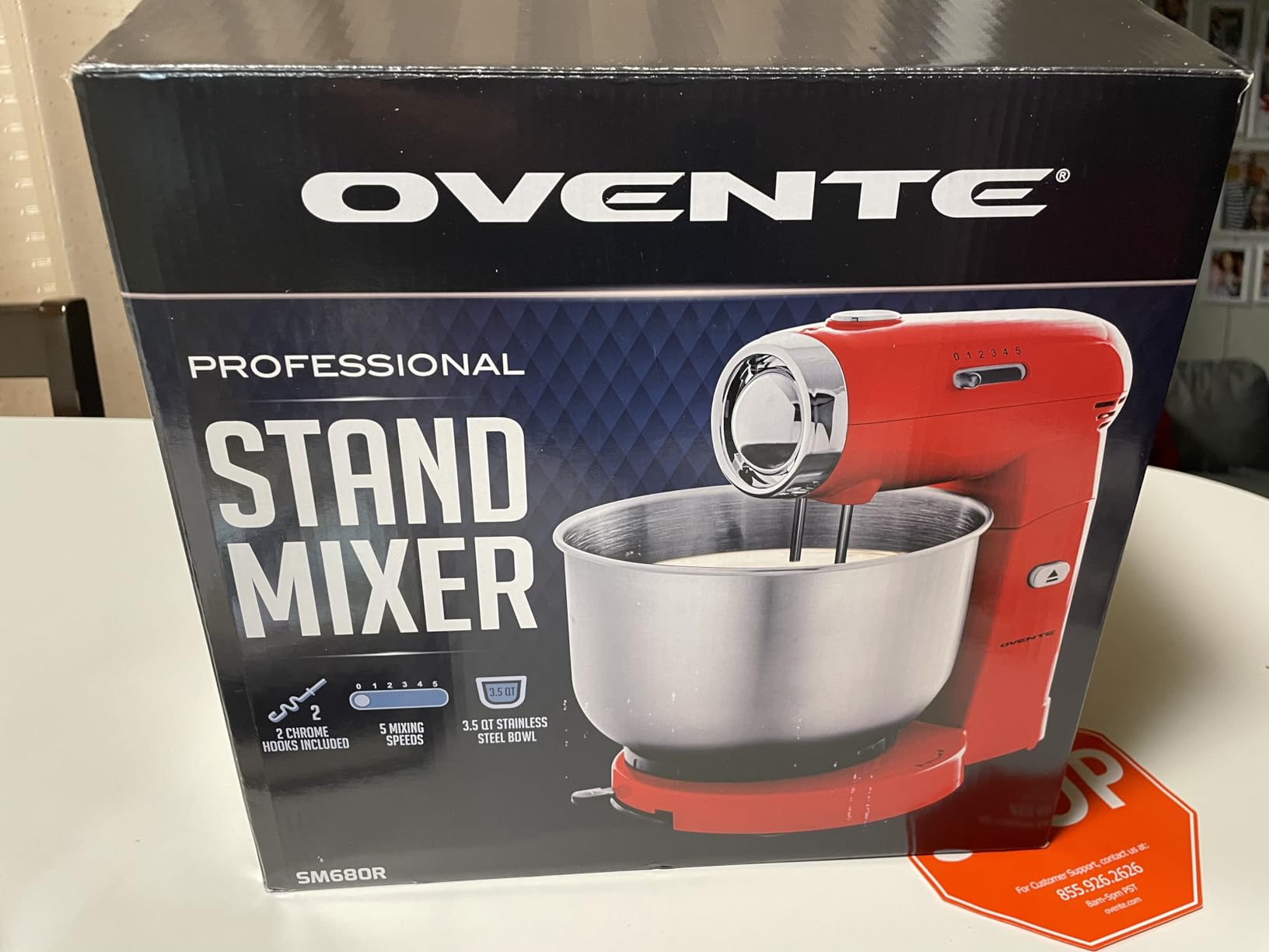 OVENTE Electric Stand Mixer, 3.5 QT, 5 Mixing Speeds, 250W, Red SM680R customer photo 1