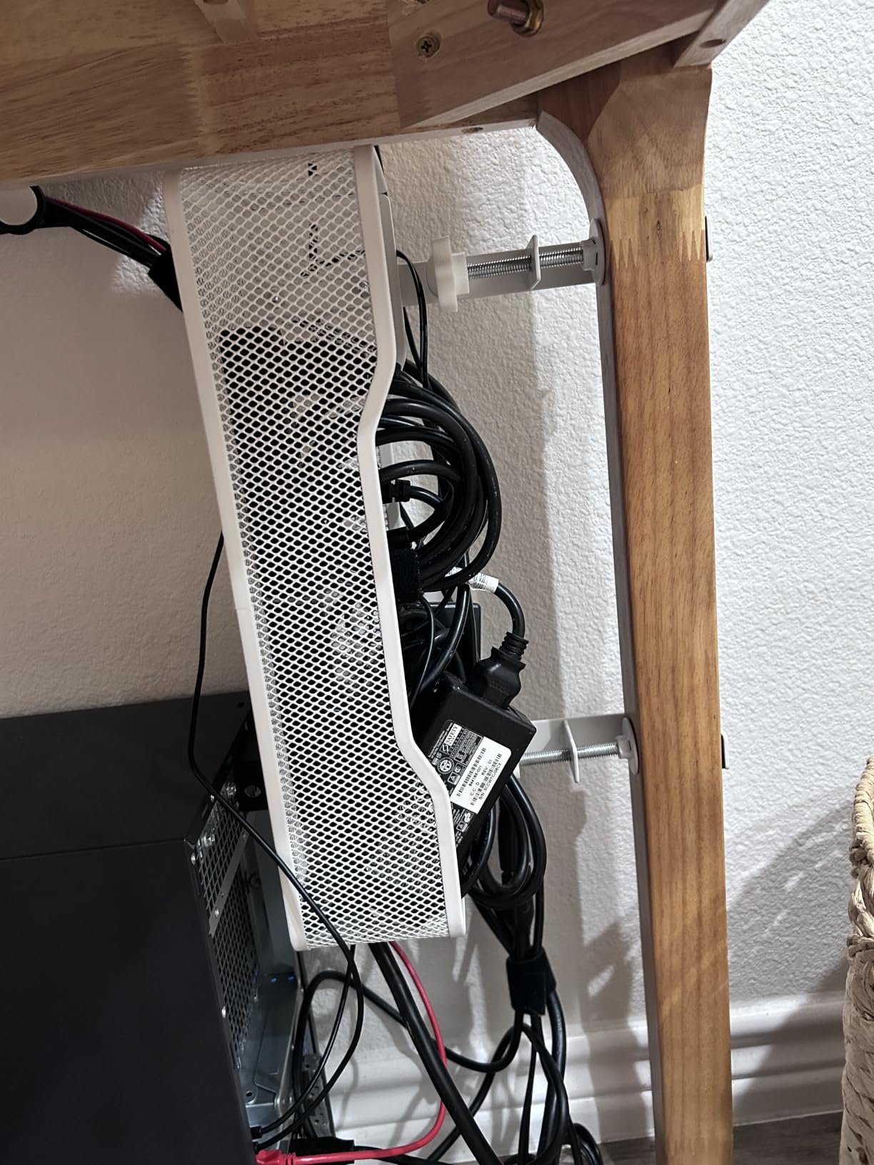 Under Desk Cable Management Tray Black, Cinati Wire Organizers No Drill, Cable Tray with Clamp for Wire Management, Cord Organization Box for Office, Home - No Damage to Desk customer photo 1