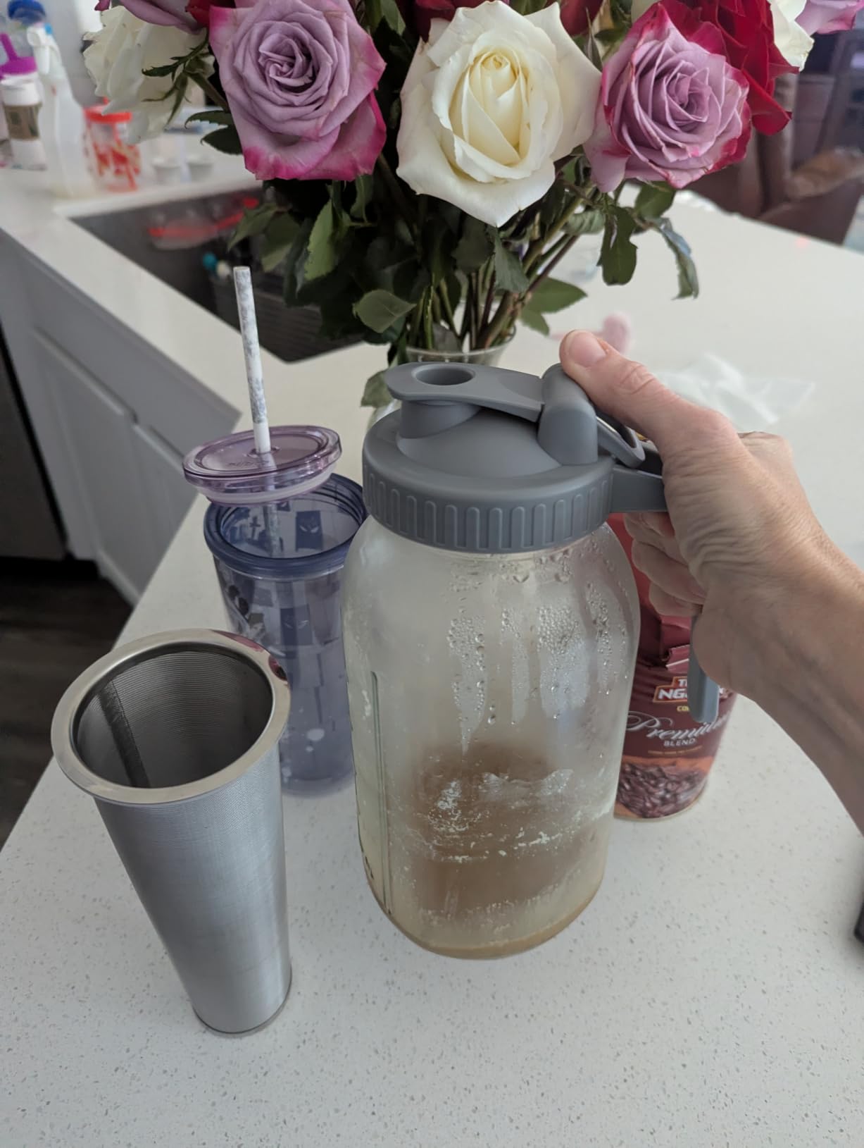 JunVpic Cold Brew Coffee Maker, 32 oz Glass Mason Jar Pitcher customer photo 2