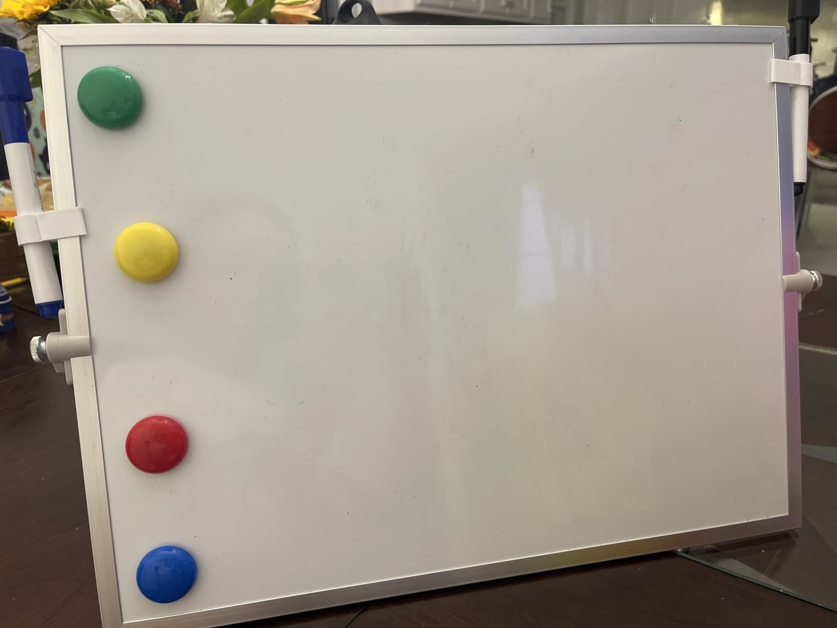 Dry Erase White Board, Cazeyoo Magnetic Desktop Whiteboard 16 x 12inch with Stand, 10 Markers, 4 Magnets and 1 Eraser, Portable Double-Sided White Board for Kids Drawing, Office, Home, School customer photo 1