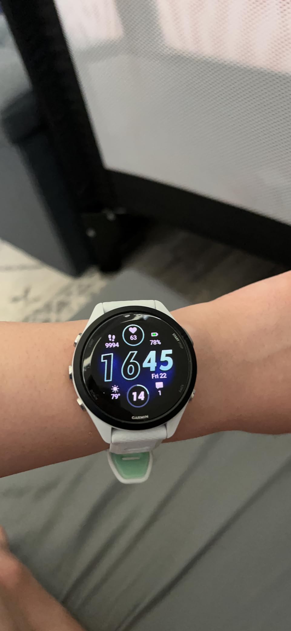 Garmin Forerunner 265, Running Smartwatch, 46mm, Whitestone/Tidal Blue | Advanced Training Metrics & Recovery Insights, Music On Your Wrist, Garmin Coach, Daily Suggested Workouts customer photo 1