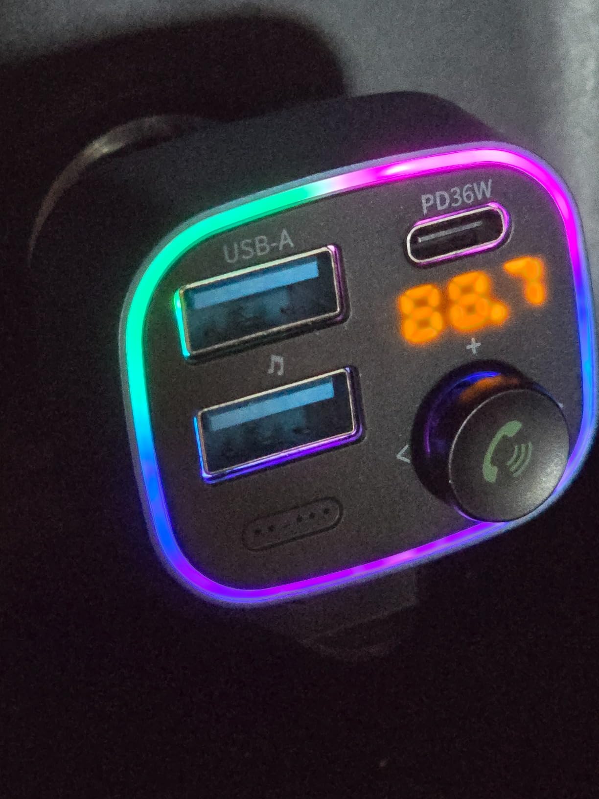 Syncwire Bluetooth 5.4 Car Adapter 48W FM Transmitter for Hands Free Calls | Light Switch, Fast Charge (PD 36W & 12W), HiFi Bass Sound, LED Display, USB Drive Support, Wireless Radio Music Adapter customer photo 1