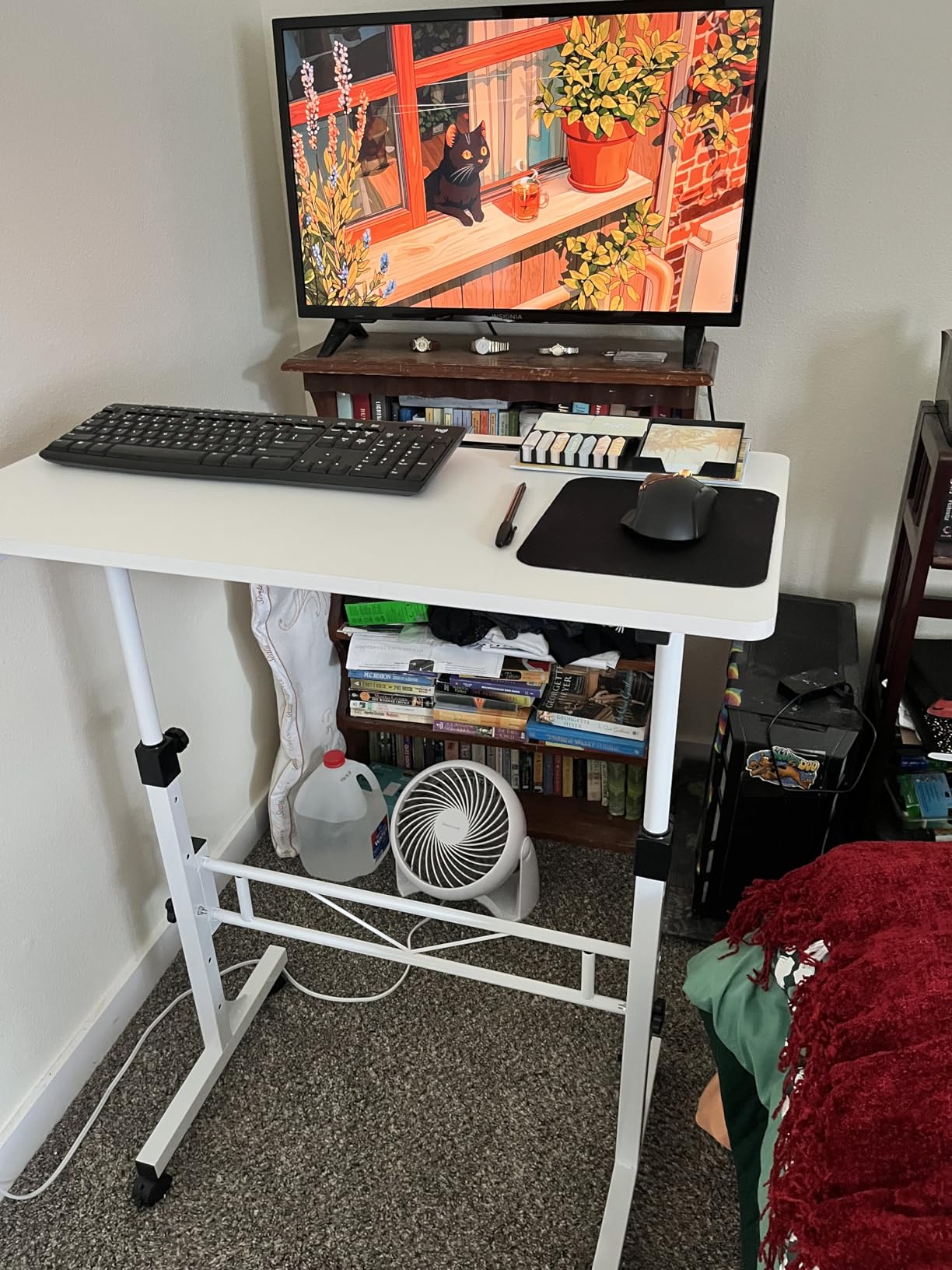 KLSMYHOKI Standing Desk Adjustable Height, Mobile Stand Up Desk with Wheels | Small Computer Desk Rolling Desk, Portable Laptop Desk Black Standing Table Home Office Desks 16