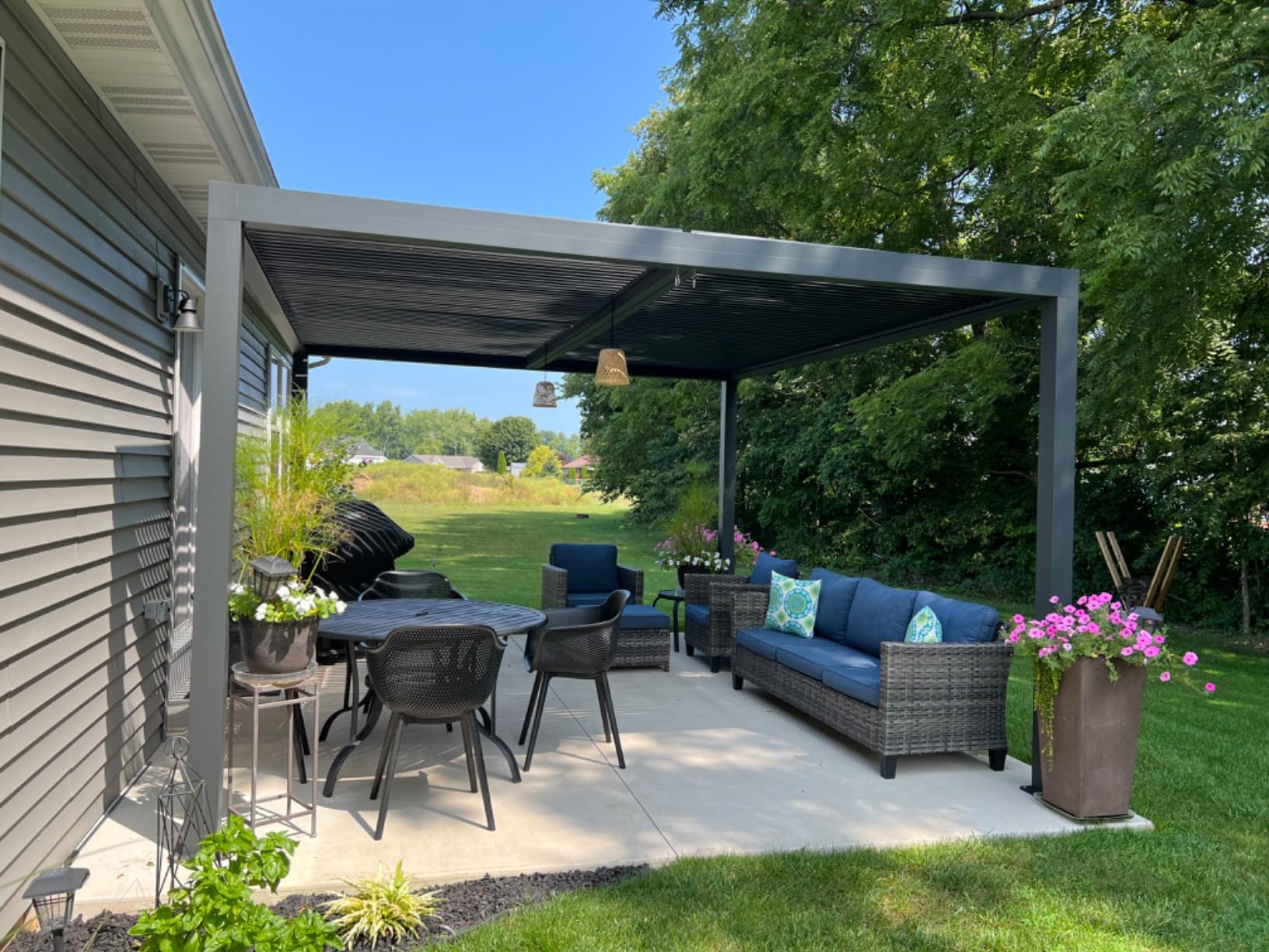 PURPLE LEAF Louvered Pergola 12' x 14' 94AS All-Aluminum Rustproof Gray customer photo 2
