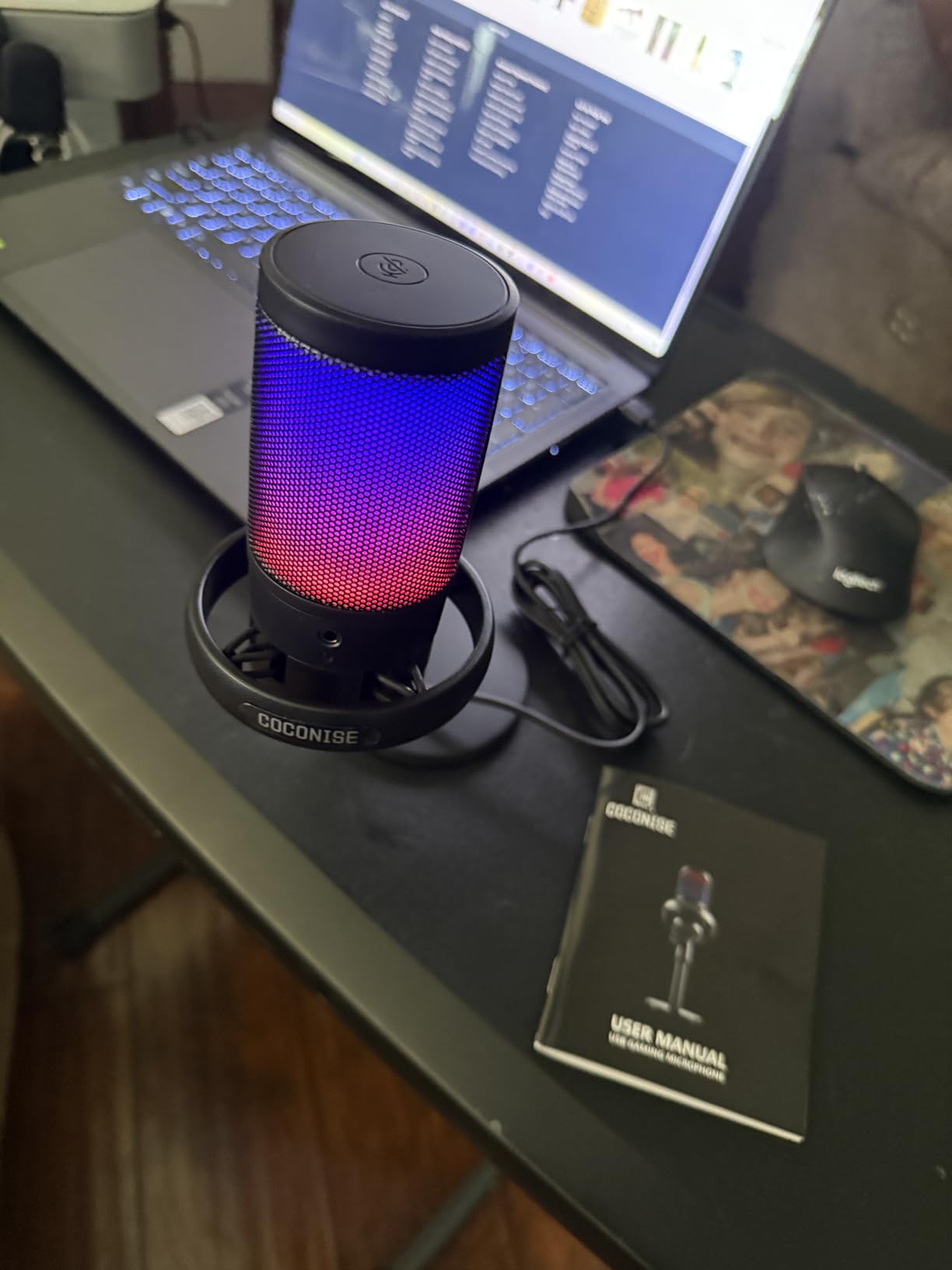 Gaming Microphone for PC: USB Mic for Podcasts Videos & Streaming - Condenser Mic with Quick Mute & Pop Filter - RGB Microphone Gift for Gamer boys - Compatible with PS4/5 & Computer & Laptop customer photo 1