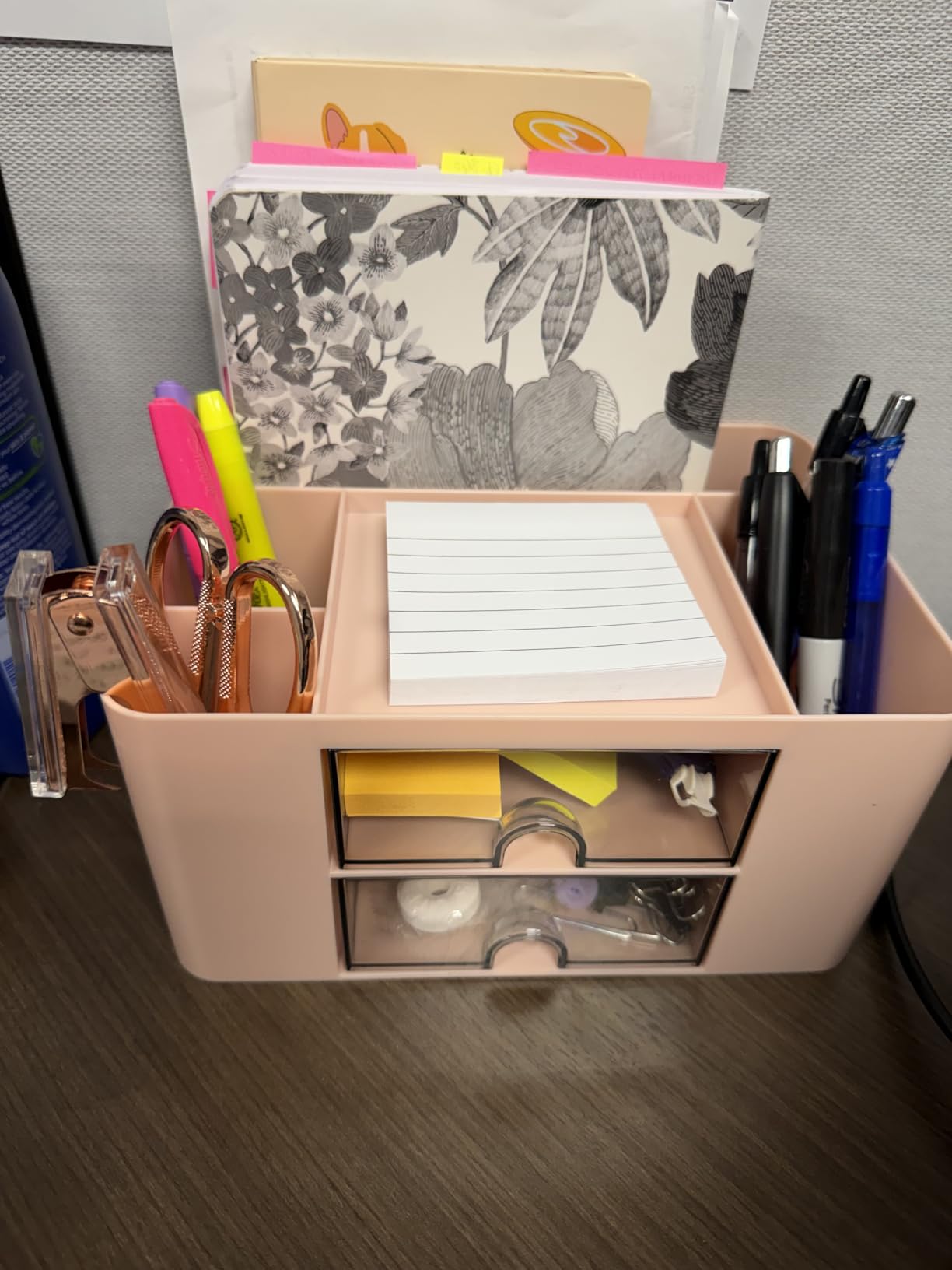 Marbrasse Pen Organizer with 2 Drawer, Multi-Functional Pencil Holder for Desk, Desk Organizers and Accessories with 5 Compartments + Drawer for Office Art Supplies (White) customer photo 2