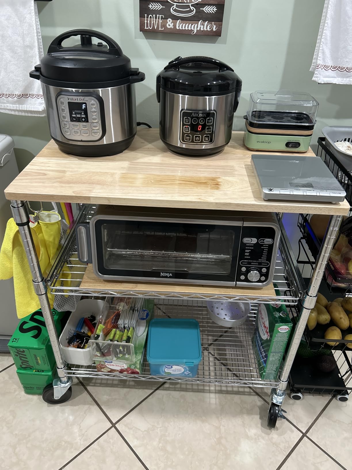 Finnhomy 3-Tier Rolling Kitchen Cart With 18