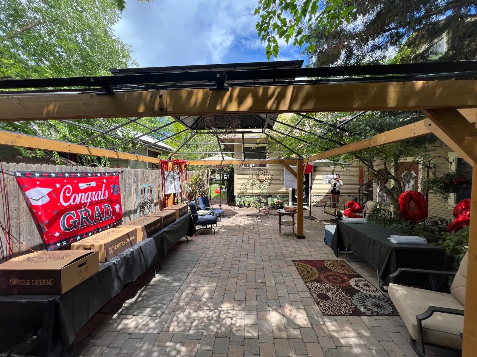 YOLENY 12' x 16' Hardtop Gazebo, Wood Looking Gazebo with Aluminum Frame and Single Galvanized Steel Roof, Outdoor Permanent Metal Pavilion with Curtains and Nettings for Deck, Backyard and Patio customer photo 1