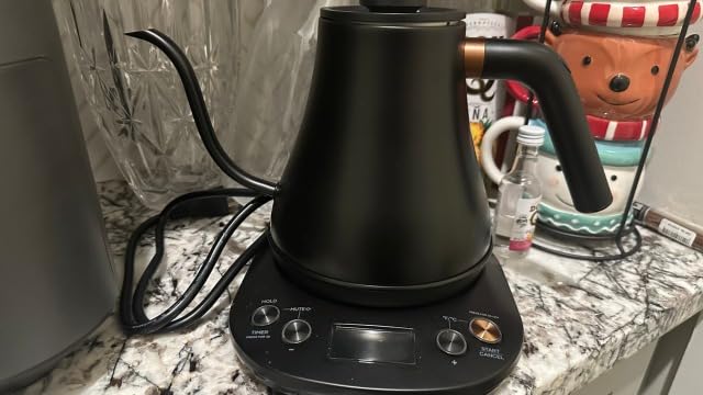 Mecity Electric Gooseneck Kettle With Keep Warm Function & LCD Display Automatic Shut Off Coffee Kettle Temperature Control Pour Over Kettle 1200 Watt, 0.8L, 120V, Off White customer photo 2