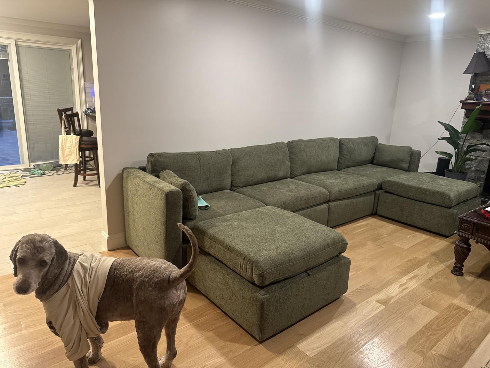 CHITA Oversized Modular Sectional Fabric Sofa Set, Extra Large U Shaped Couch with Reversible Chaise, 146 inch Width, 6 Seat Modular Sofa with Storage Ottamans, Grey customer photo 1