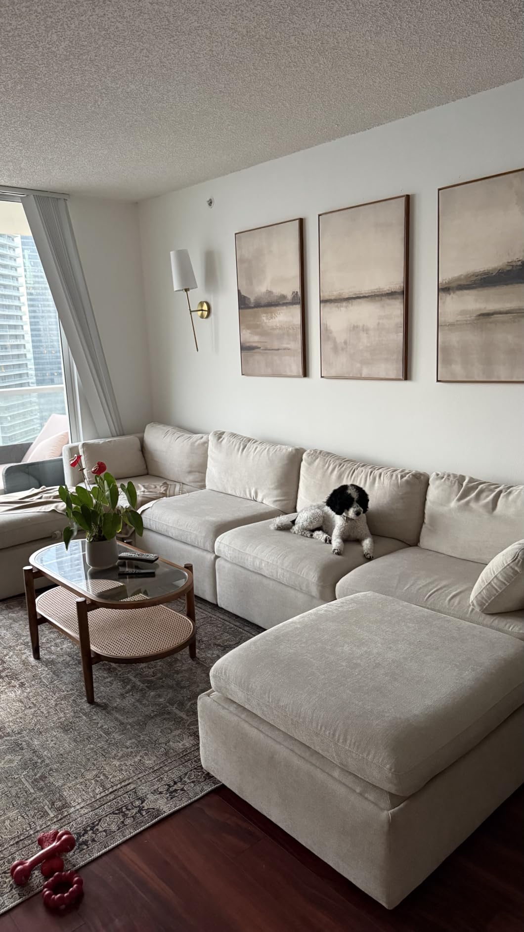 CHITA Oversized Modular Sectional Fabric Sofa Set, Extra Large U Shaped Couch with Reversible Chaise, 146 inch Width, 6 Seat Modular Sofa with Storage Ottamans, Grey customer photo 2
