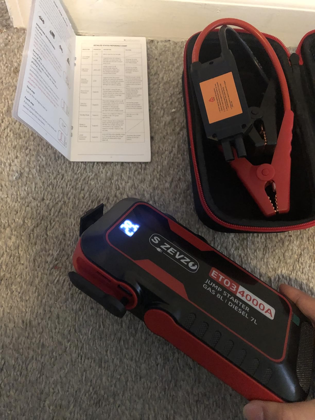 S ZEVZO ET03 Car Jump Starter 4000A Jump Starter Battery Pack for Up to 8.0L Gas and 7.0L Diesel Engines customer photo 1