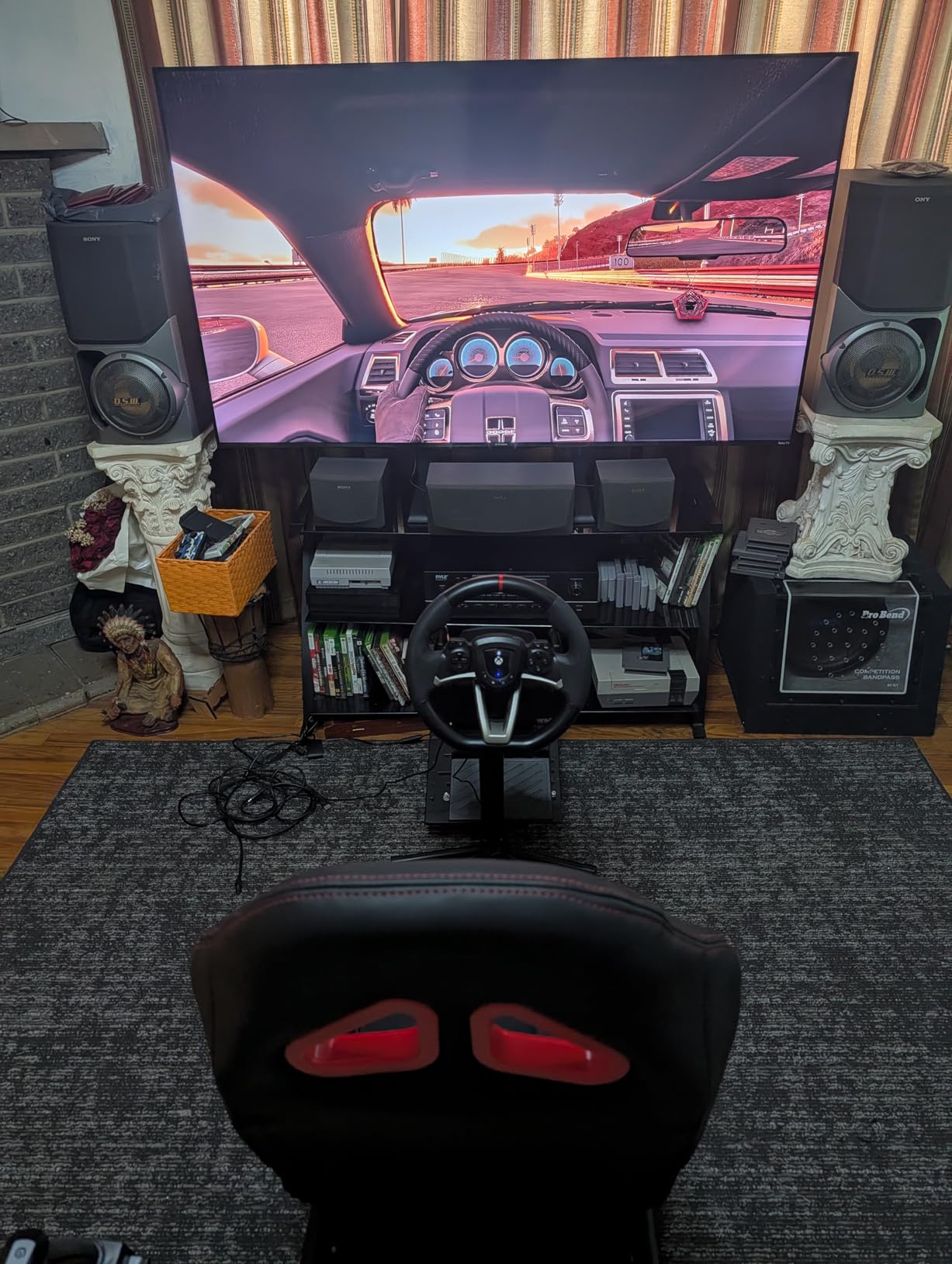 DIWANGUS Racing Simulator Cockpit, Foldable Steel Sim Rig with Seat | Adjustable Wheel Deck Height & Angle, Pedal Angle & Position, Foldable Frame, Fits Logitech, MOZA, Thrustmaster customer photo 2