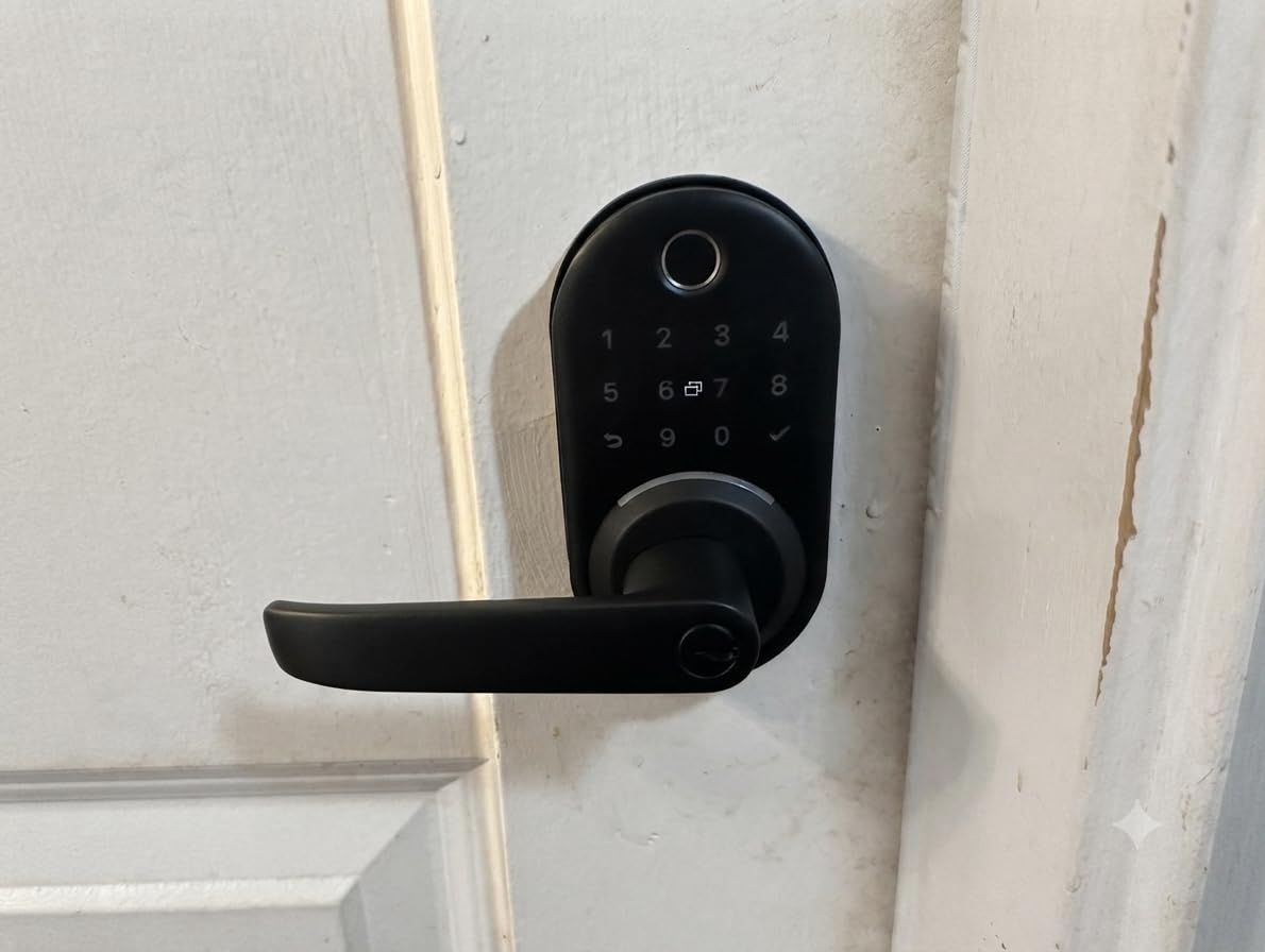 Smart Door Handle Lock with Keypad, Yamiry Fingerprint Knob for Front Door | Keyless Entry Digital Lock, Deadbolt with APP, Generate Passcode Remotely, DIY Installation, Passage Mode, Auto Lock customer photo 1
