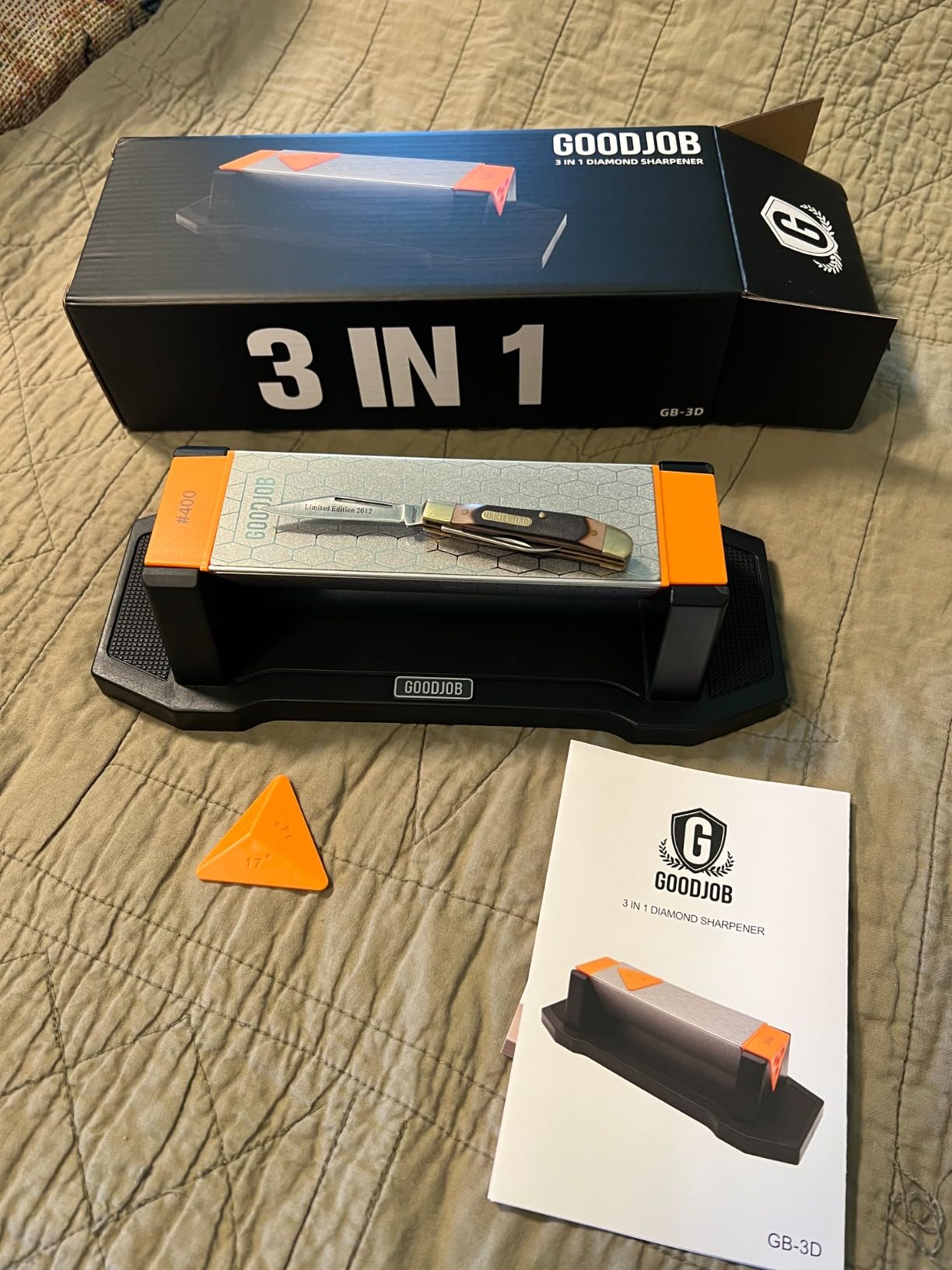 Diamond Sharpening Stone, 3‑Sided Grit 400/1000/8000 for Knife Sharpening customer photo 1