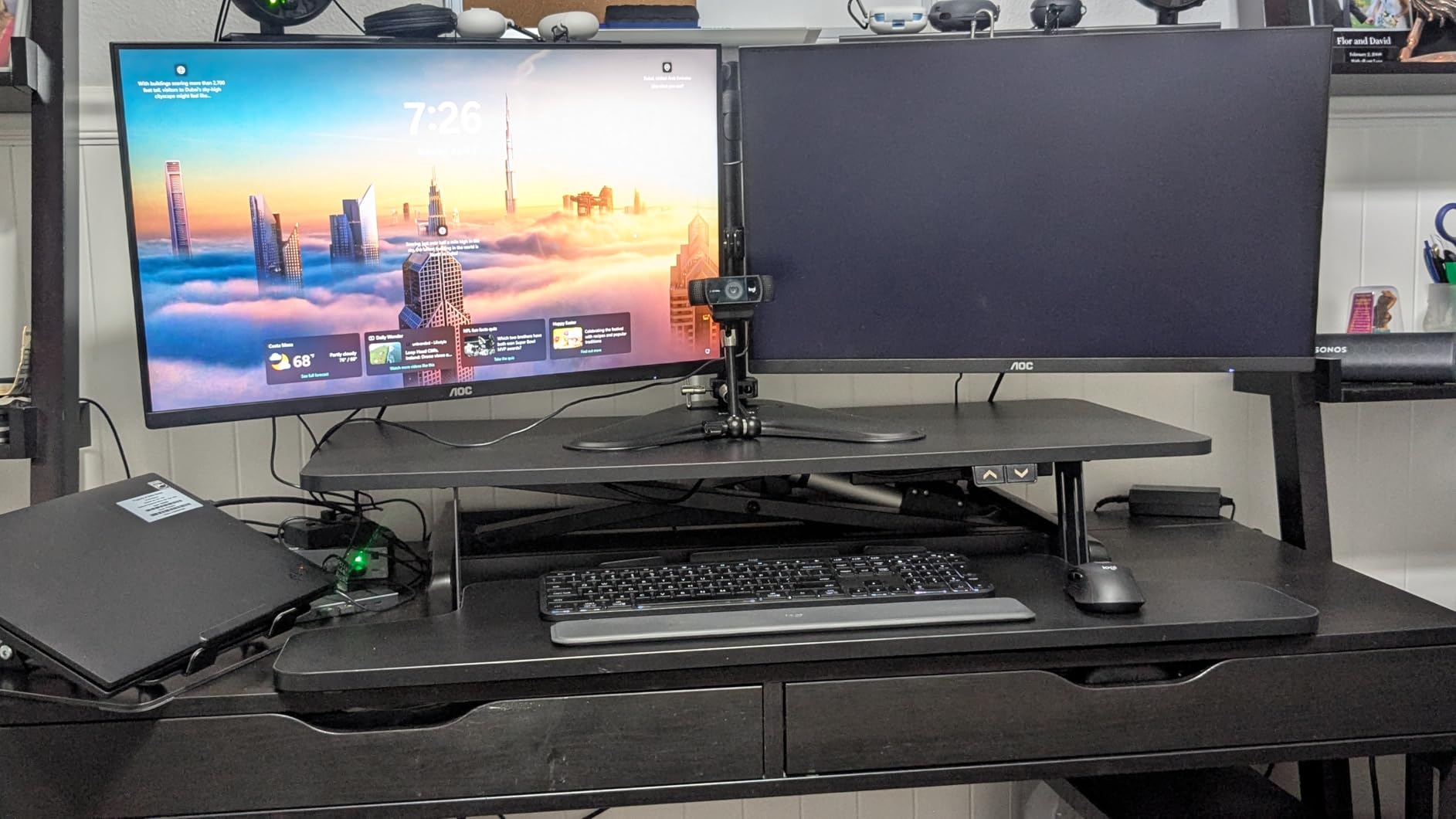 VIVO Black 36 inch Electric Desk Converter, DESK-VE36B | Height Adjustable, Stand Up Desk Riser, Wide Keyboard Tray, Dual Monitor and Laptop Workstation customer photo 2