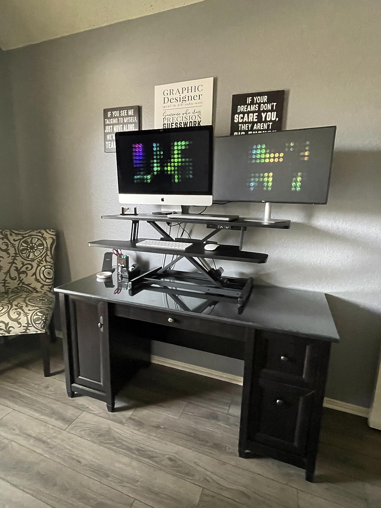 VIVO Black 42 inch Electric Desk Converter, DESK-VE42B | Height Adjustable, Stand Up Desk Riser, Wide Keyboard Tray, Dual Monitor and Laptop Workstation customer photo 1