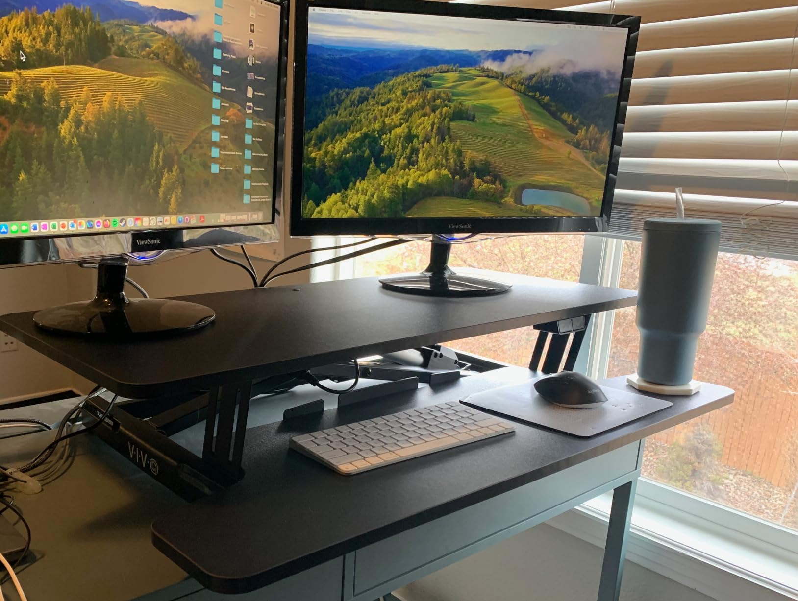 VIVO Black 42 inch Electric Desk Converter, DESK-VE42B | Height Adjustable, Stand Up Desk Riser, Wide Keyboard Tray, Dual Monitor and Laptop Workstation customer photo 2