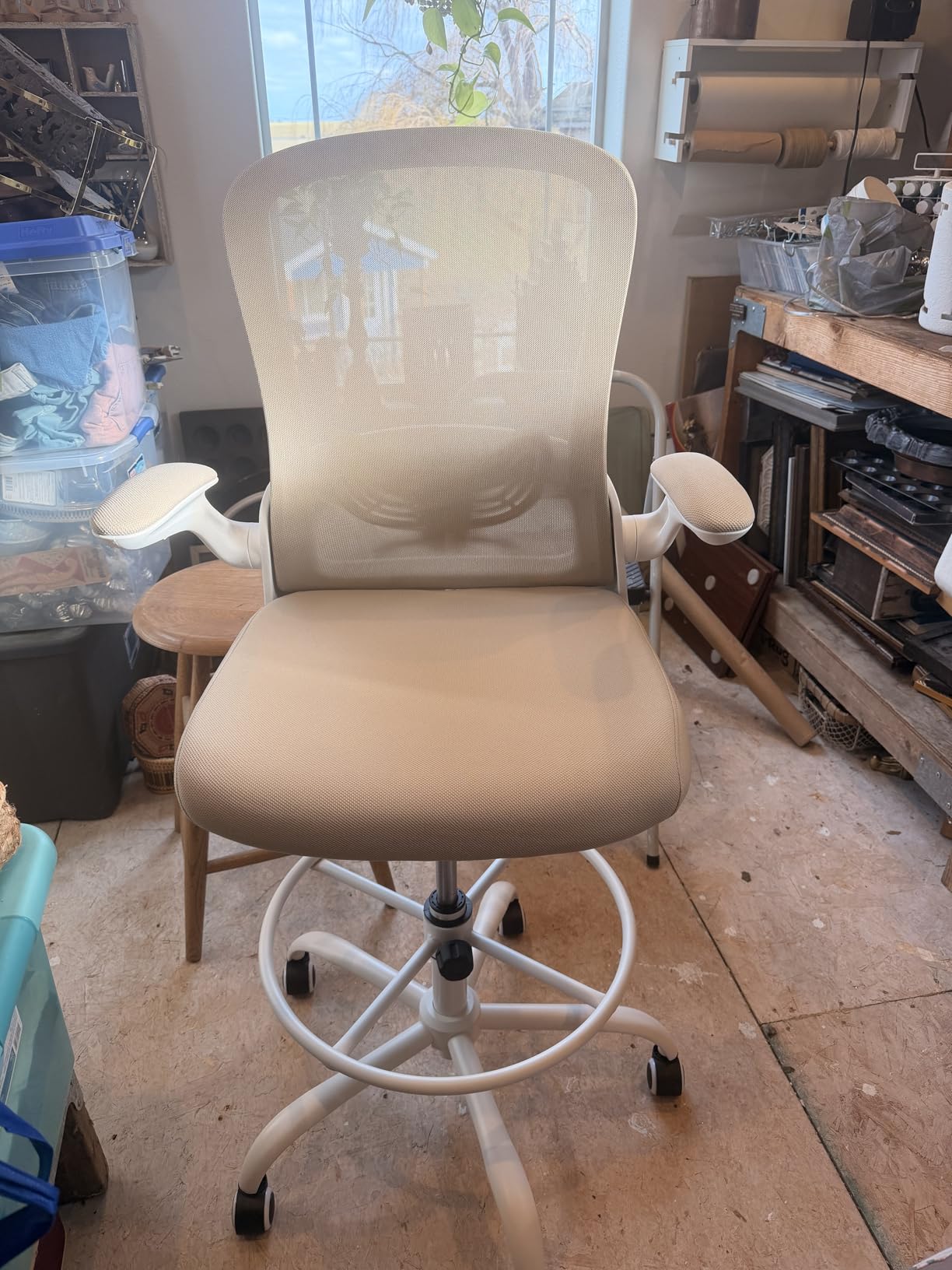ErGear Drafting Chair with Footrest Ring and Flip-Up Arms for Tall Desks customer photo 1
