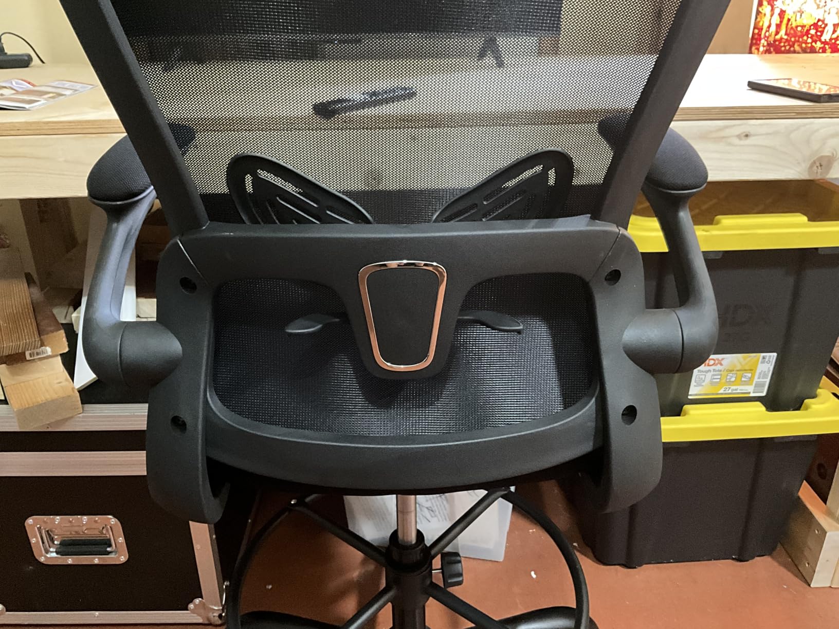 ErGear Drafting Chair with Footrest Ring and Flip-Up Arms for Tall Desks customer photo 2