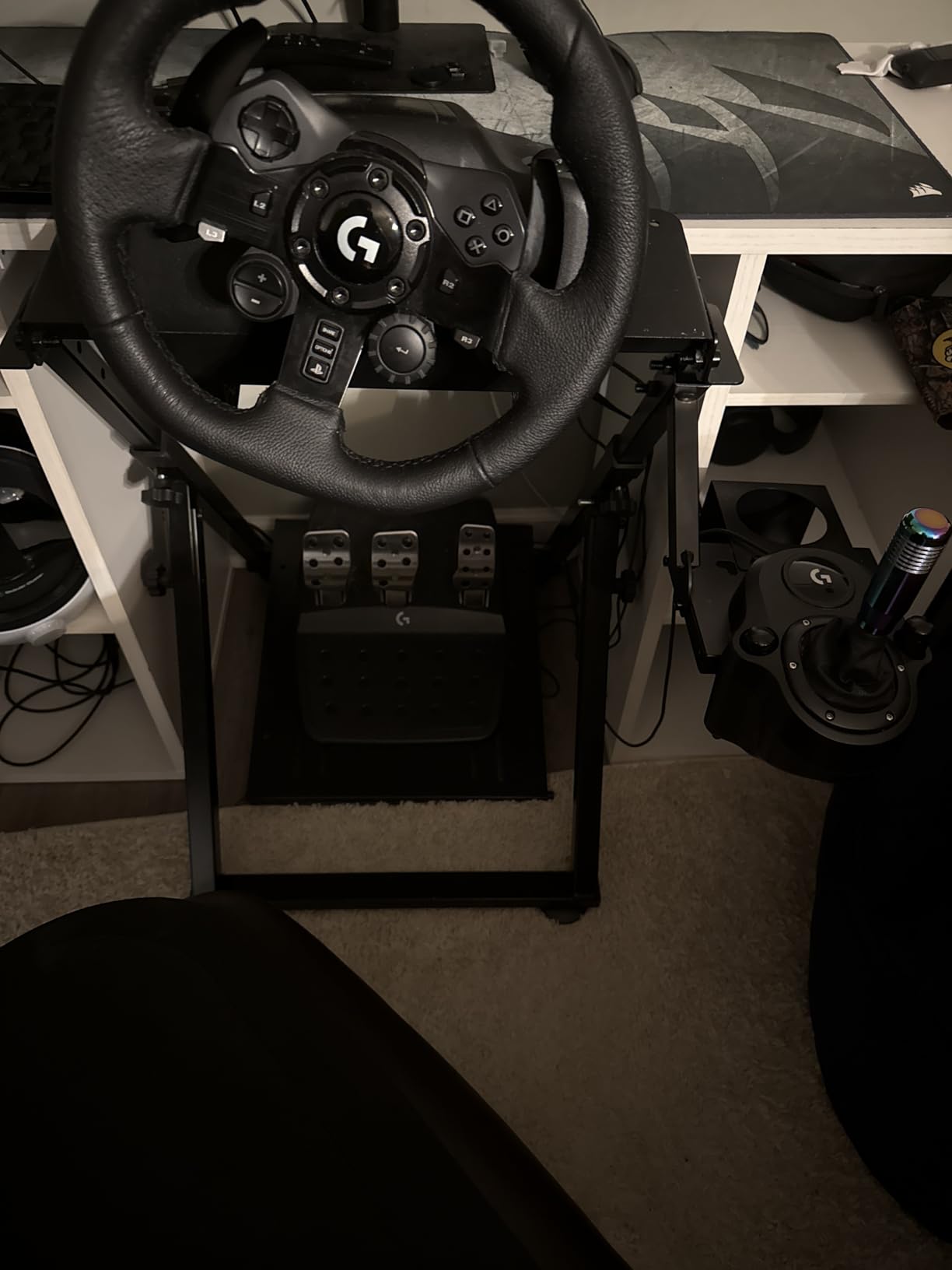 GTPLAYER Sim Racing Wheel Stand Simulator Cockpit Wheel Stand Racing Steering Shifter Mount fit for Logitech G25 G27 G29 G920 G923 Thrustmaster T330TS Gaming Stand Wheel Pedals NOT Included, Black customer photo 2