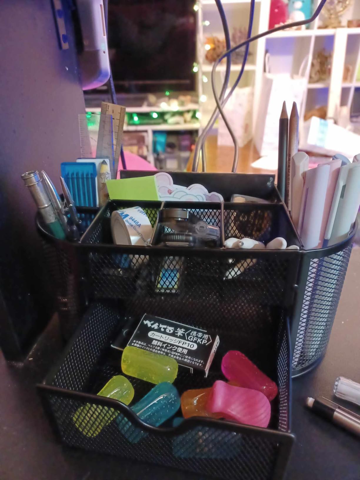 Mesh Desk Organizer with Drawer, 9-Compartment Pen Holder for Desk, Black | Pull-Out Drawer Stores Pens, Pencils, Clips, Notes, and Small Office or School Supplies in One Compact Desk Caddy customer photo 2