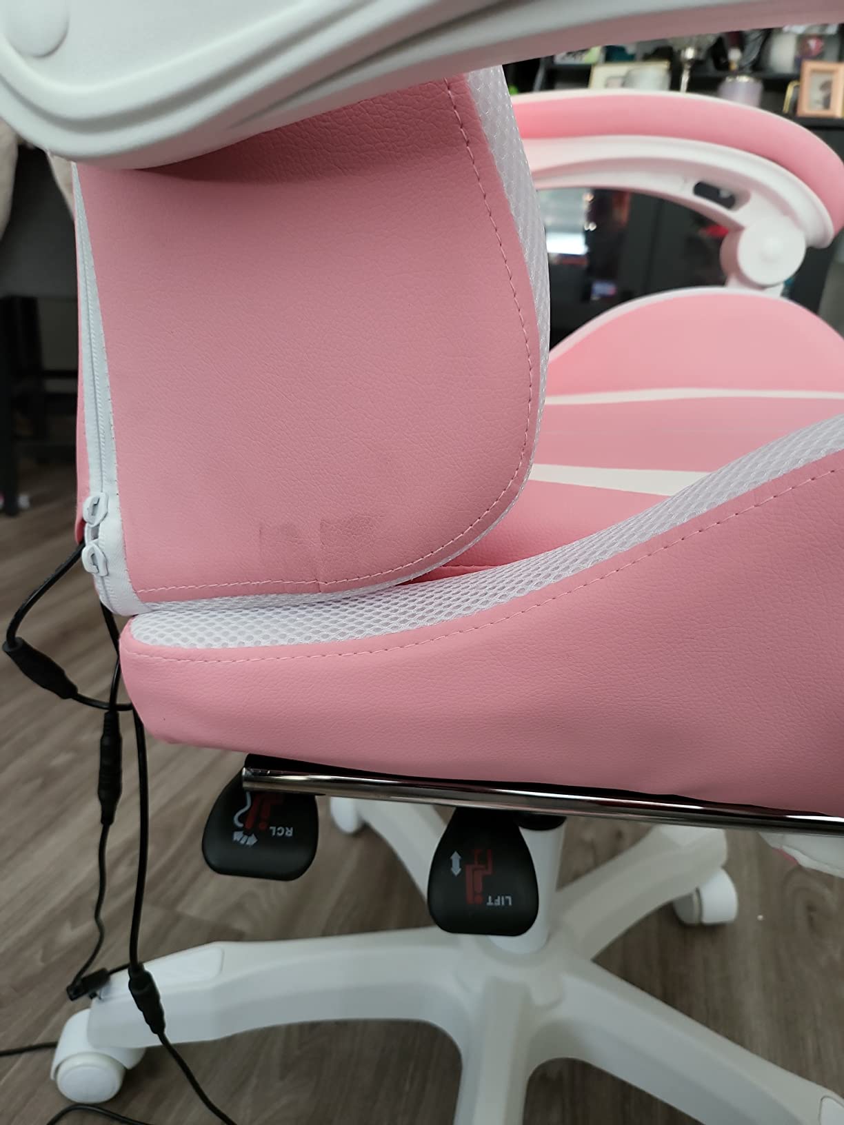 RGB Gaming Chair with Bluetooth Speakers and LED Lights Computer Chair-Blue customer photo 1