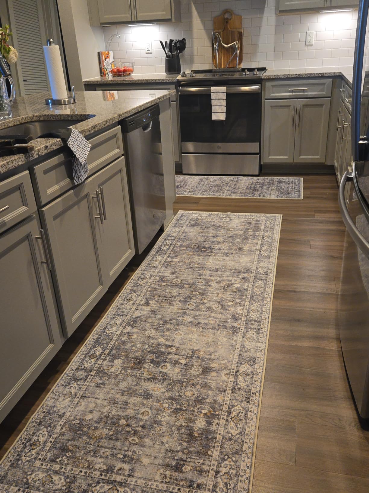 Rugcomf Large Living Room Rug 8x10 Washable Non Slip Vintage, Grey customer photo 1