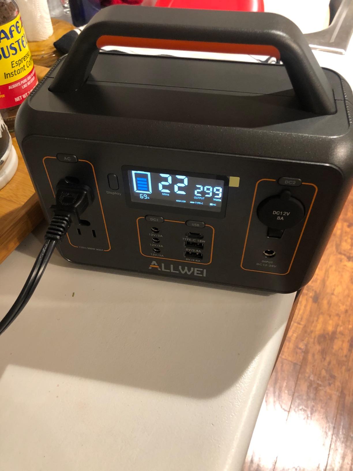 ALLWEI Portable Power Station 500W, 512Wh LiFePO4 Battery UPS Backup Power customer photo 2