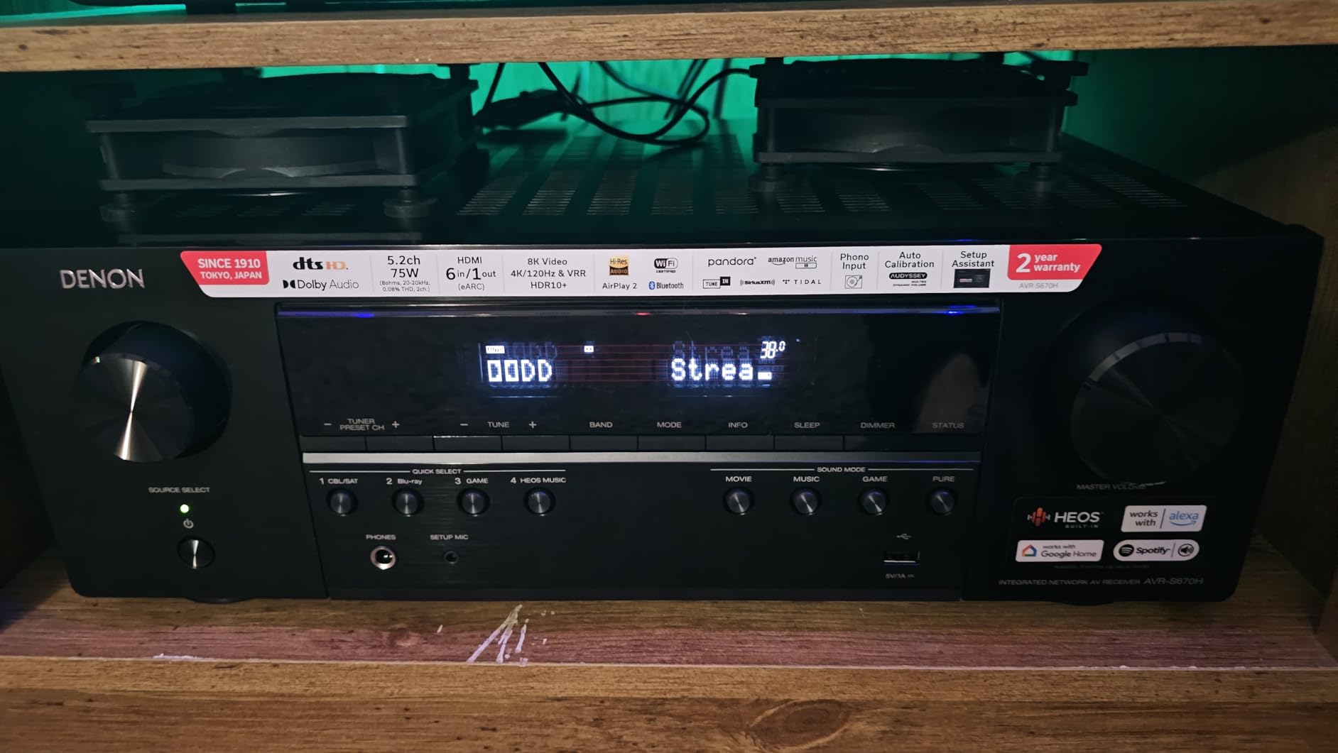 Denon AVR-S670H 5.2 Ch Home Theater Receiver, 8K UHD HDMI Receiver 75W x 5 with HEOS, Bluetooth & Wi-Fi, Dolby TrueHD, Dolby Pro Logic II & DTS HD Surround Sound System for TV customer photo 2