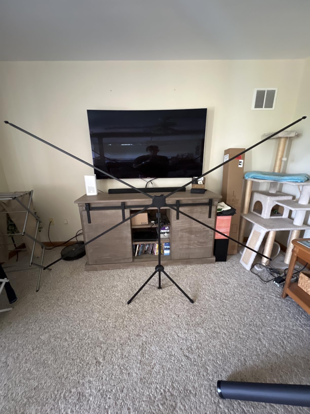 Projector Screen with Stand, Paris RHÔNE 100-inch Outdoor Indoor Projector Screen 16:9 4K HD PVC, 1.5 Gain Portable Wrinkle-Free Movie Screen for Home Backyard Theater with Carry Bag, Ground Nails customer photo 2