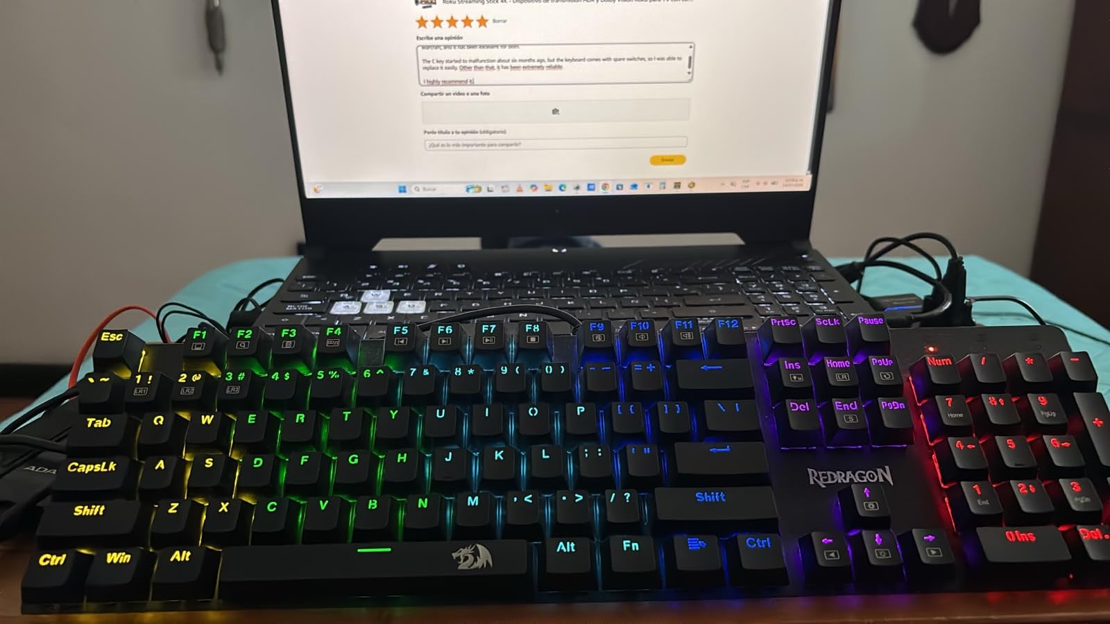 Redragon Mechanical Gaming Keyboard Wired, 11 Programmable Backlit Modes, Hot-Swappable Red Switch, Anti-Ghosting, Double-Shot PBT Keycaps, Light Up Keyboard for PC Mac customer photo 2