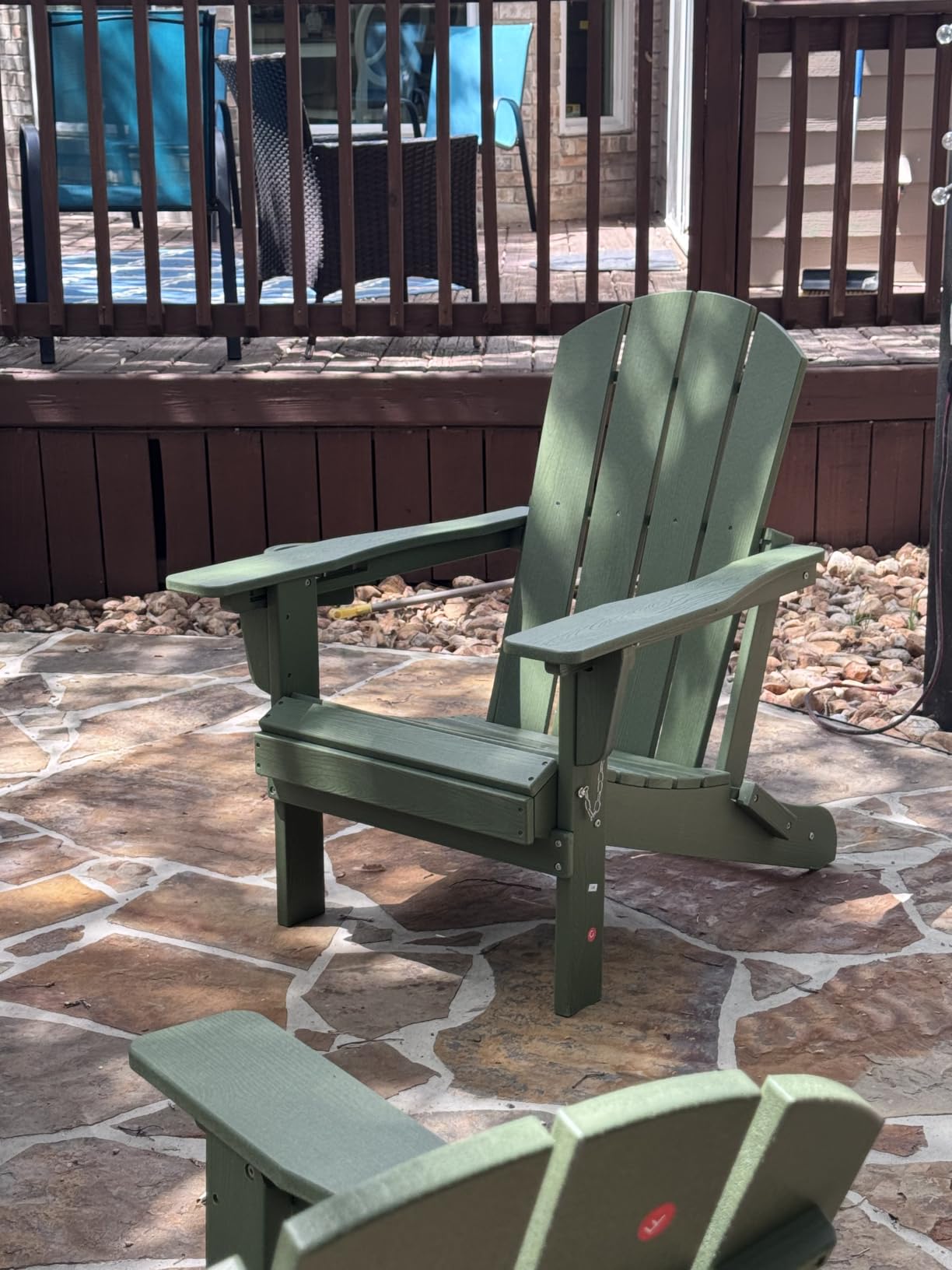 SERWALL Folding Adjustable Adirondack Chairs Set of 2, Cup Holders, Brown customer photo 1