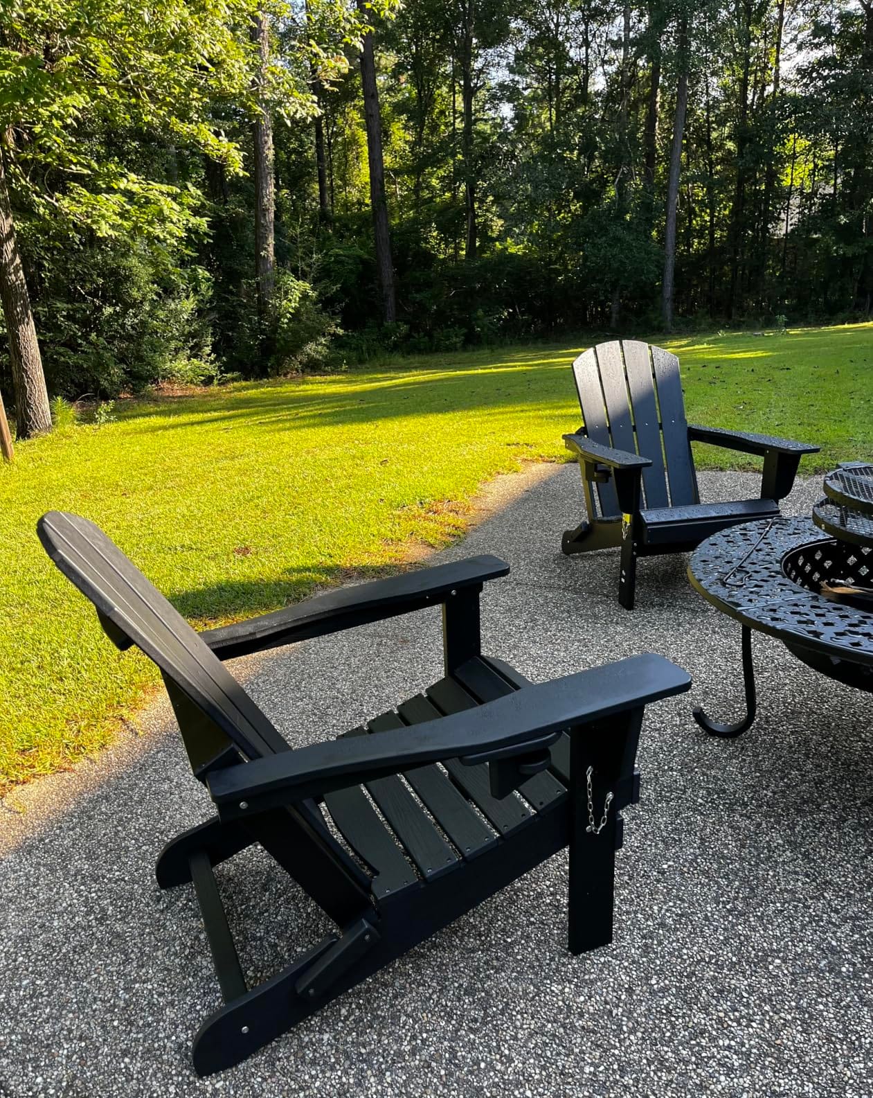 SERWALL Folding Adjustable Adirondack Chairs Set of 2, Cup Holders, Brown customer photo 2