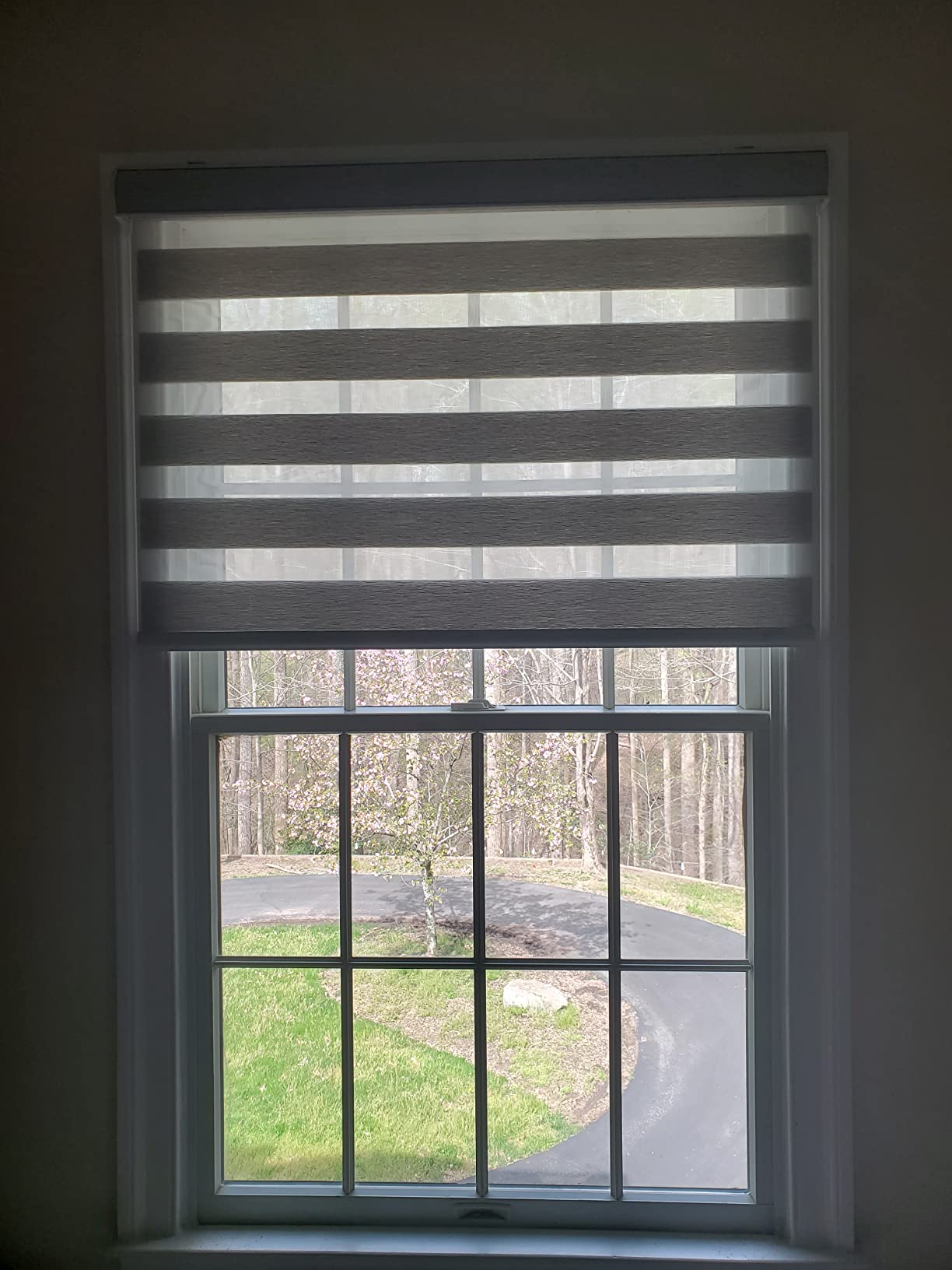 SmartWings Motorized Zebra Shades Work with HomeKit, Alexa, Google Home, 85% Blackout Light Filtering Day Night Sheer Blinds, Privacy Light Control, for Home/Office, Customized, Linen White customer photo 1