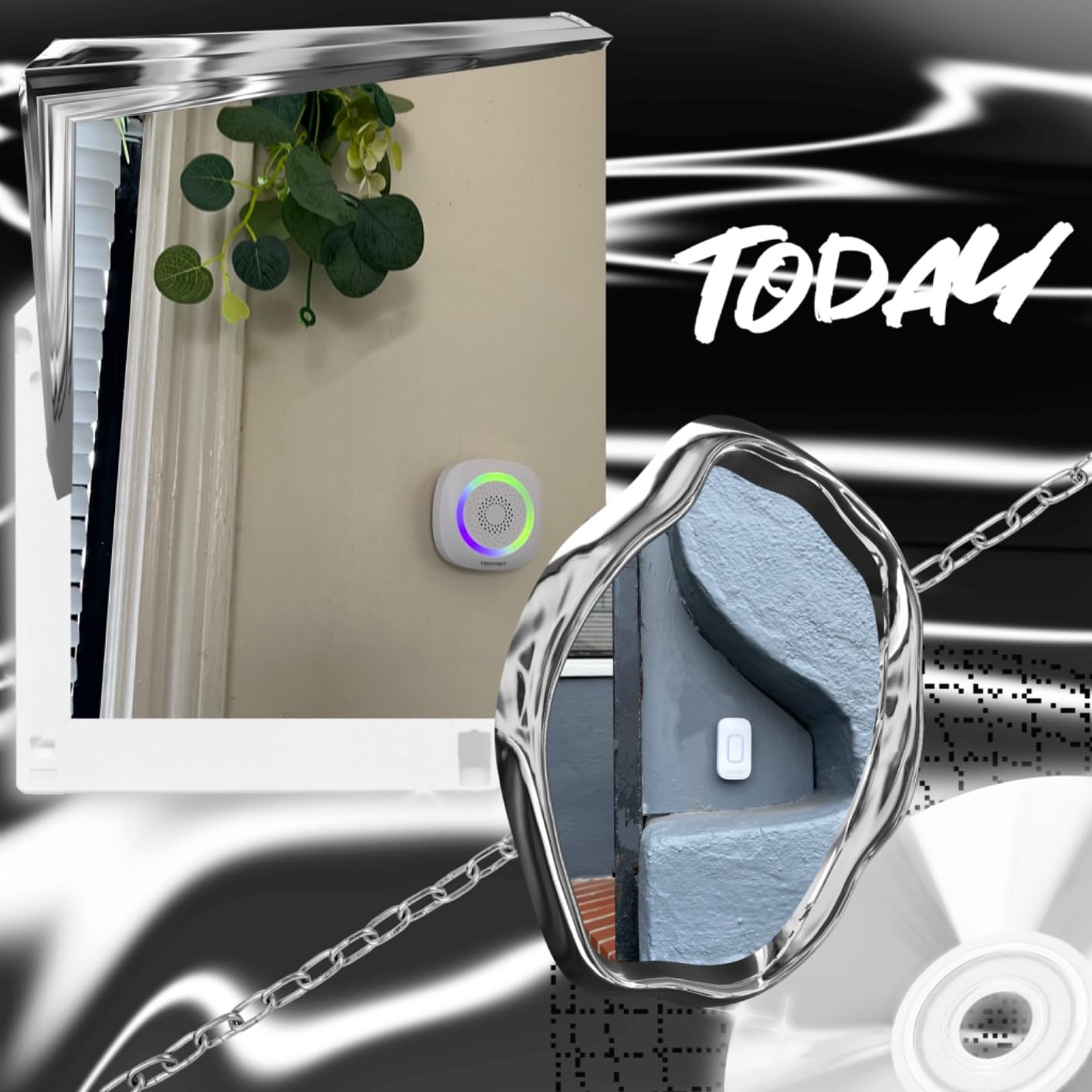 TECKNET Longest 1300 Feet Wireless Doorbell with RGB Alarm Lighting,Battery-Powered IP66 Waterproof,60+Chimes & 5-Level Volume for Home/Apartment/Classroom,4.5-Year Battery Life,2 Receiver Black customer photo 1