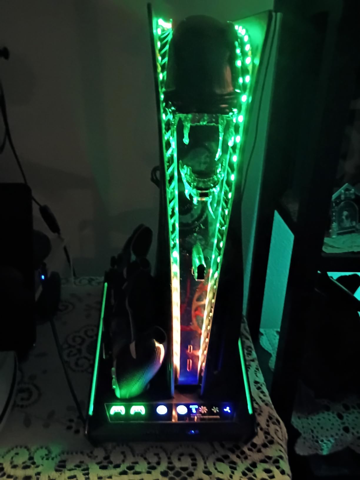 PS5/Slim/Pro Stand for Disc & Digital Console, PS5 Cooling & Charging Station with RGB Lights, PS5 Controller Charger Built-in 3 Level & AUTO Adjustable Fan, Accessories for PlayStation 4 Chargers customer photo 1