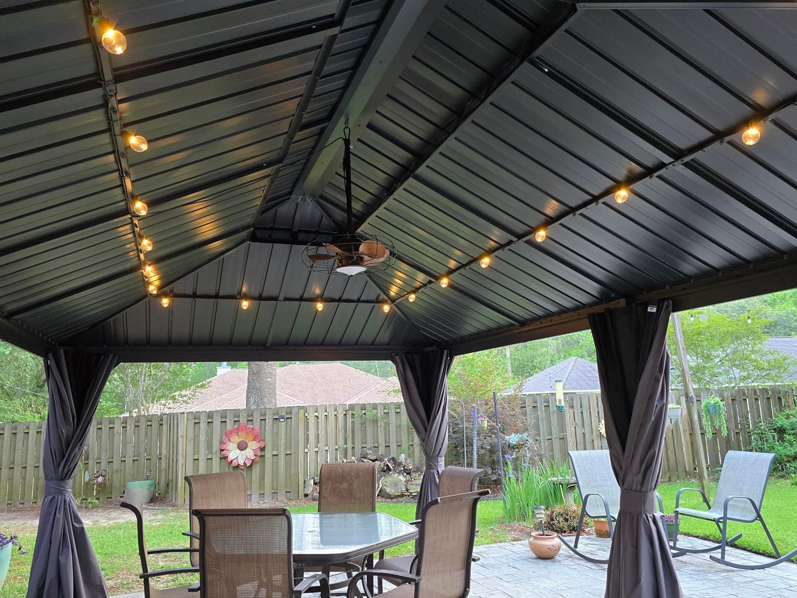 PURPLE LEAF Hardtop Gazebo 12' X 16' Aluminum with Light, Gray customer photo 2
