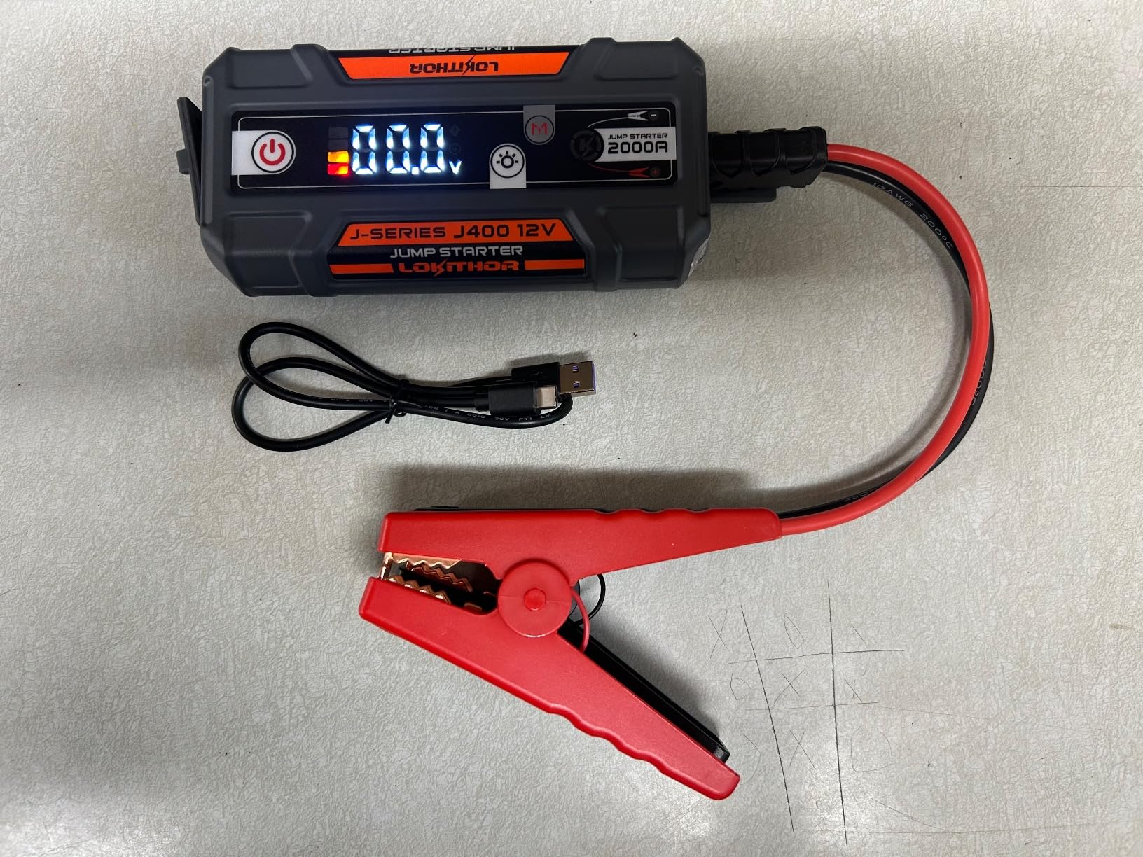LOKITHOR J400 Portable Jump Starter for Upto 8.0L Gas & 6.0L Diesel Engines | 12V 2000A Lithium Car Battery Jump Pack, Jump Box, Jumper Cables with ConnectMax Tech | Smart Digital Display | 300-lumen LED customer photo 2