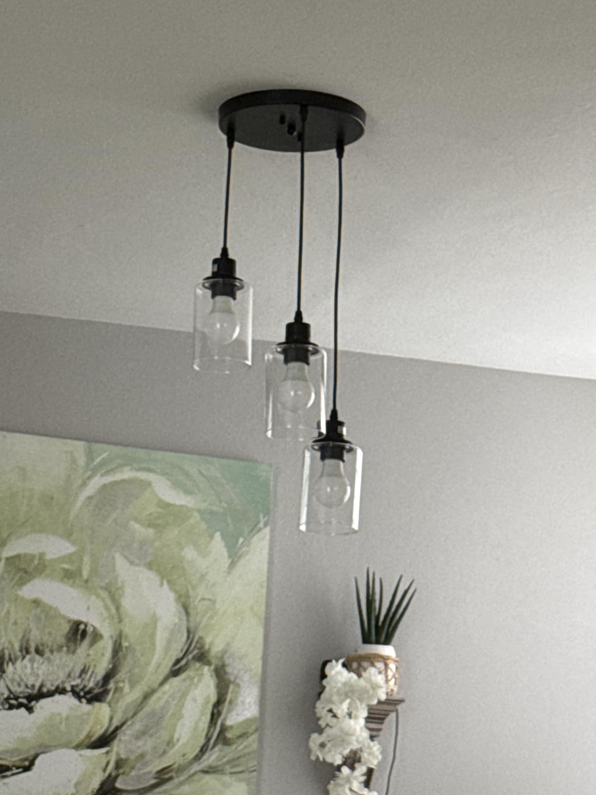 Licperron 3-Light Pendant Light Fixtures, Black Pendant Lights Kitchen Island, Adjustable Pendant Lighting with Clear Glass Shade, Modern Hanging Light Fixtures for Dining Room, Hallway, Living Room customer photo 2