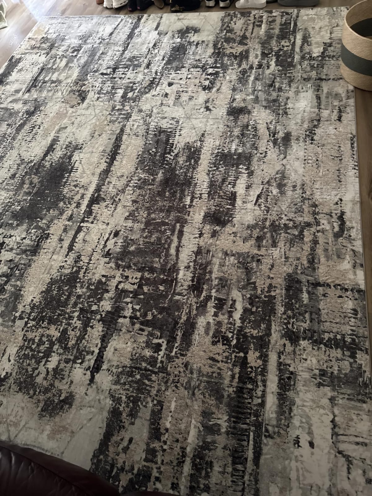 8x10 Area Rugs for Living Room: Washable Abstract Black Grey Gold Carpet customer photo 2