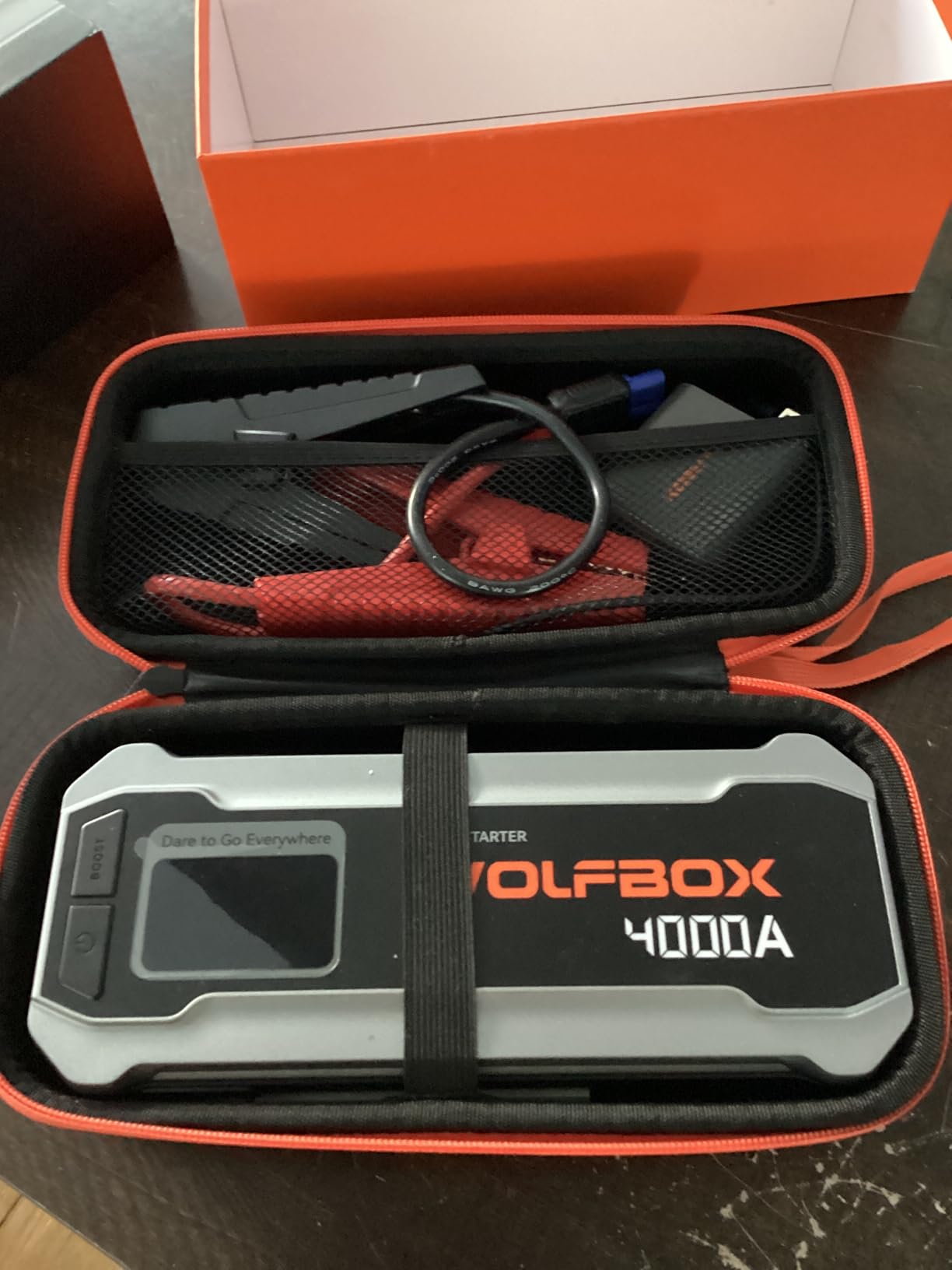 WOLFBOX 4000A Jump Starter, 12V Car Battery Jumper Starter Portable with 65W Quick Charger, LED Display, 88.8Wh Booster Jump Box Pack (10L Gas 10L Diesel Engine) with LED Light, Jumper Cables, MV24 customer photo 1