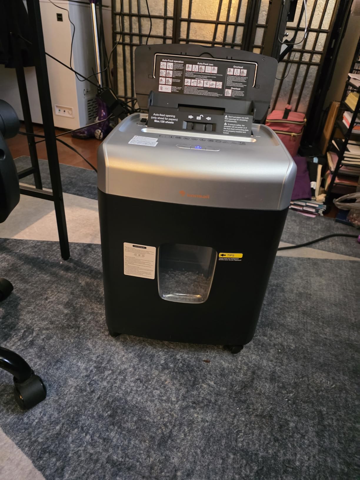 Bonsaii 120-Sheet Autofeed Micro-Cut 30-Min Run Heavy Duty Paper Shredder | P-4 Security Level, Jam-Proof, 62dB Ultra-quiet, Shreds Staples/Credit Cards, 6 Gal Bin with Casters, for Home Office C233-B customer photo 2