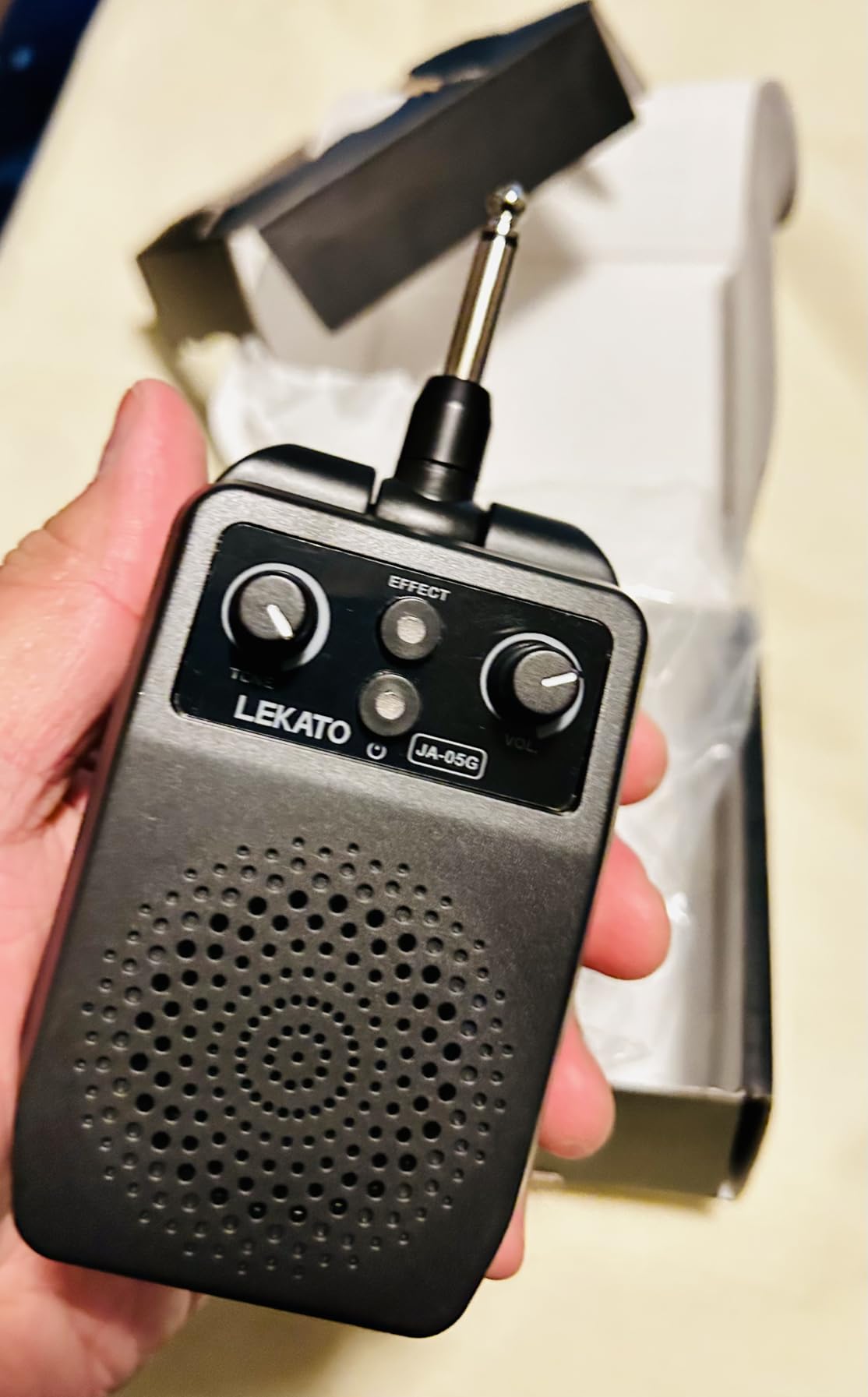 LEKATO Mini Electric Guitar Amp 5W, Portable Guitar Amp Bluetooth with Built-in 4 Effects, Clean Distortion Overdrive Reverb, Rechargeable Small Amplifier for Practice, Black (JA-05G) customer photo 1